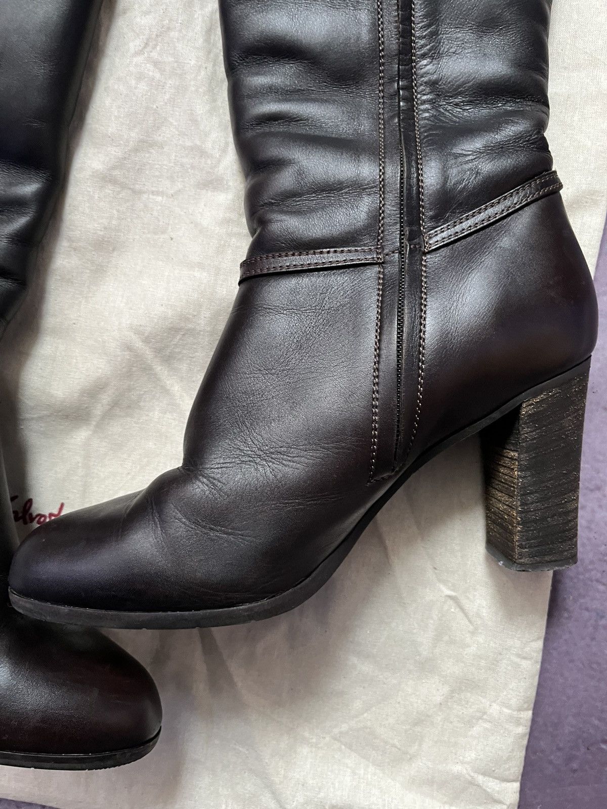 Salvatore Ferragamo Salvatore Ferragamo Knee High Fur Dark Brown leather Boots Size US 8 / IT 38 - 8 Thumbnail