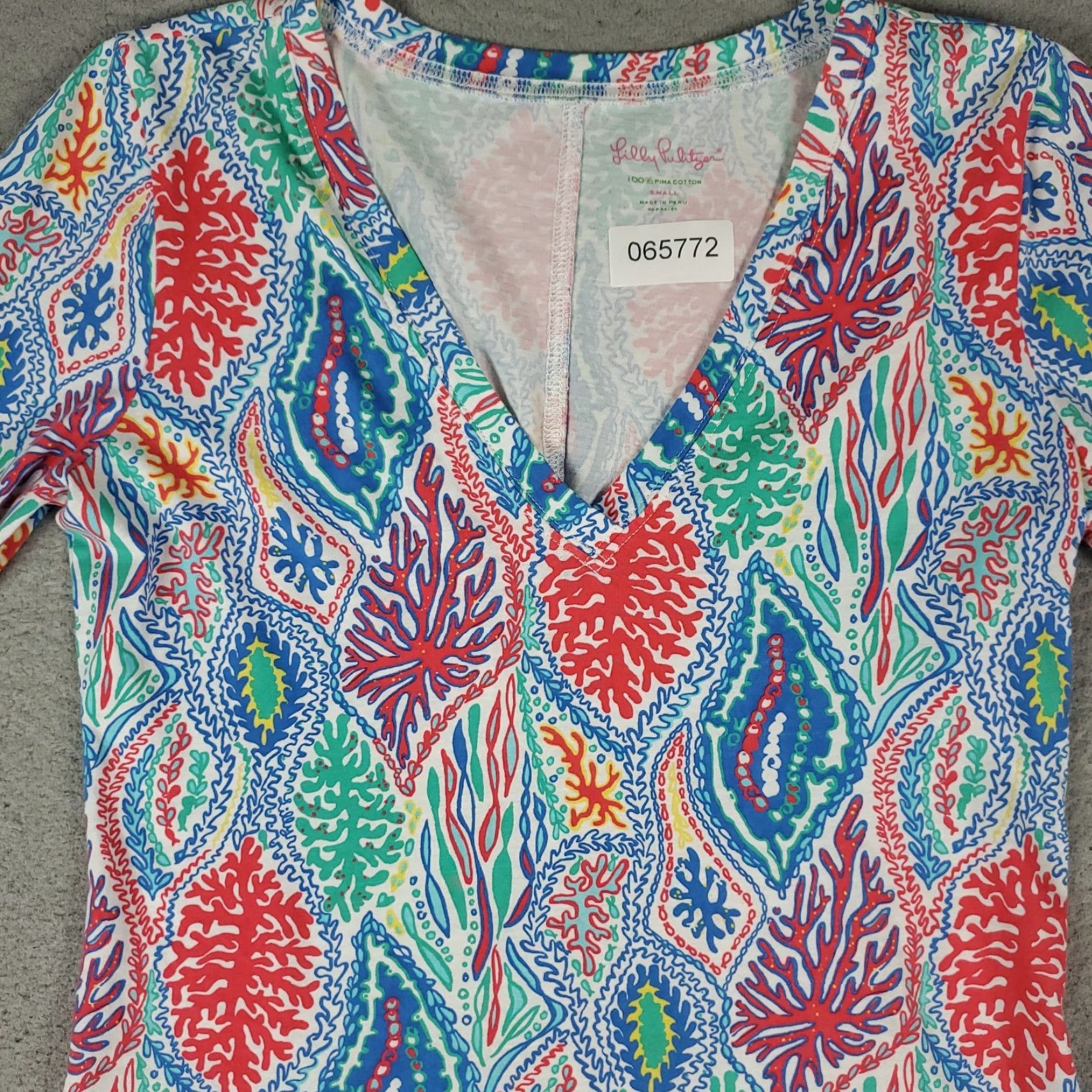 Lilly Pulitzer Lilly Pulitzer Dress Womens Small Blue Minnow V-Neck Long Sleeve Shift T-Shirt Dress Casual Formal Party/Cocktail Size S / US 4 / IT 40 - 2 Thumbnail