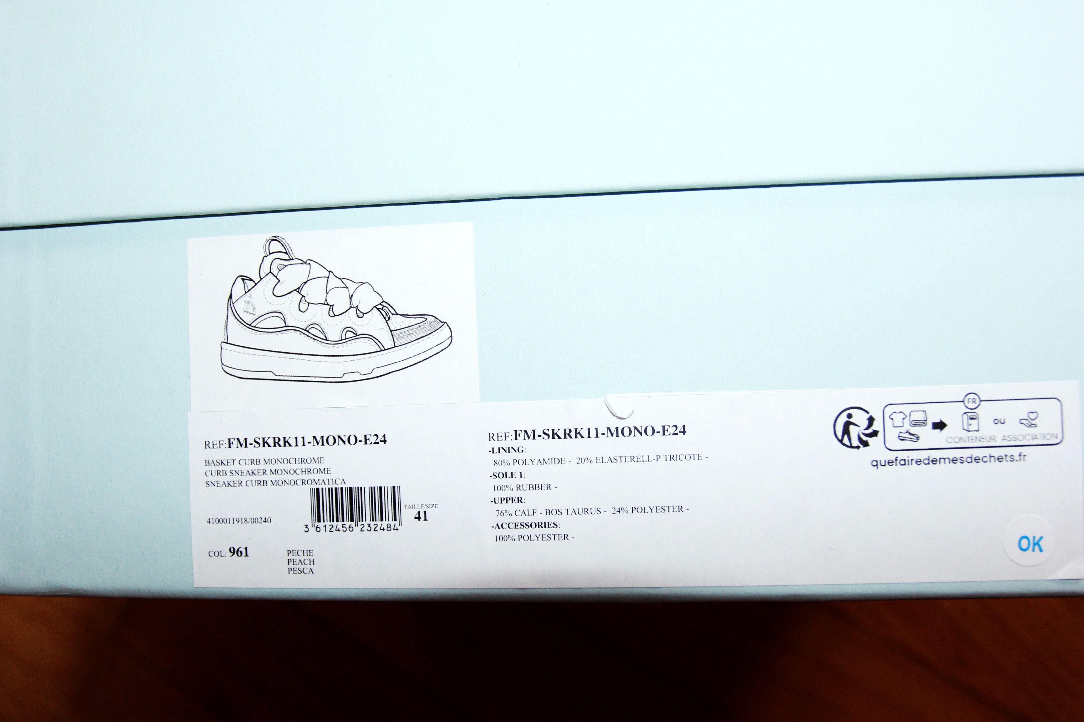 Lanvin BNWT SS24 LANVIN BASKET CURB MONOCHROME SNEAKERS PEACH 41 Size US 8 / EU 41 - 7 Thumbnail