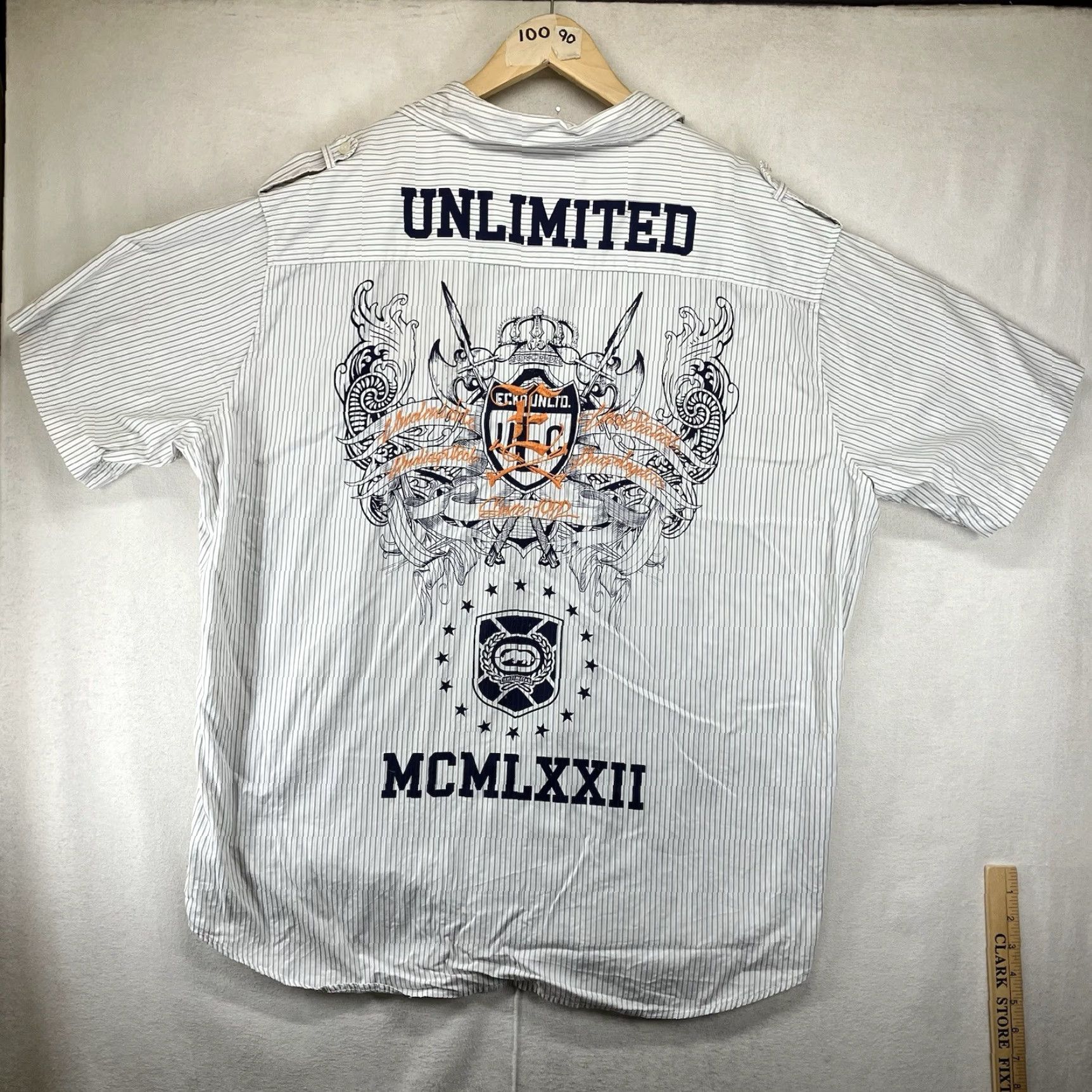 Ecko Unltd. VINTAGE Ecko Unltd Button Up Shirt Men’s 3XL Striped Short Sleeve Embroidered Logo Cotton Gray Casual Streetwear 90s Hip Hop Mens Size US XXL / EU 58 / 5 - 2 Thumbnail