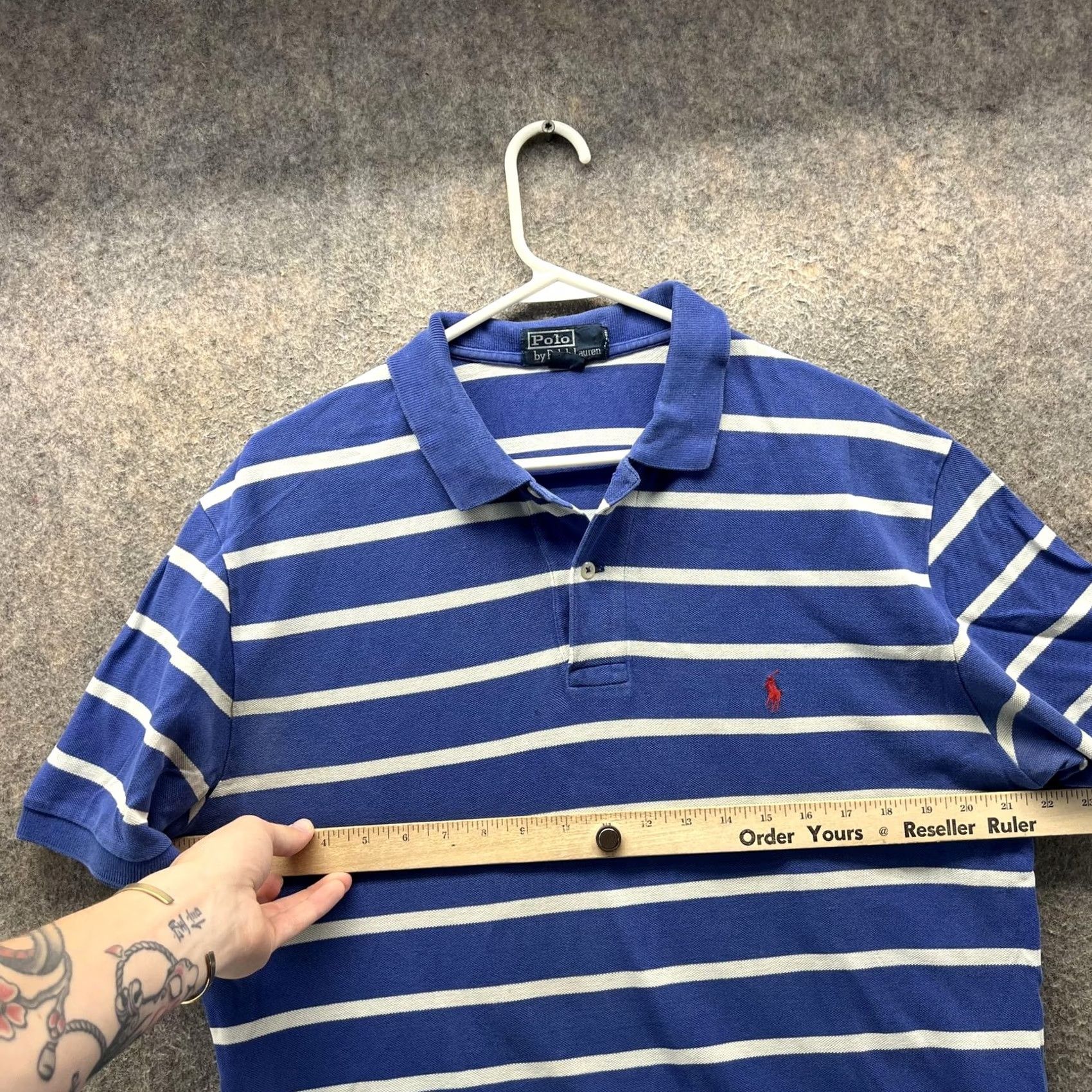 Polo Ralph Lauren Polo Ralph Lauren Polo Shirt Mens Large Blue Stripe Pique Cotton Pony Logo Golf Size US L / EU 52-54 / 3 - 6 Thumbnail