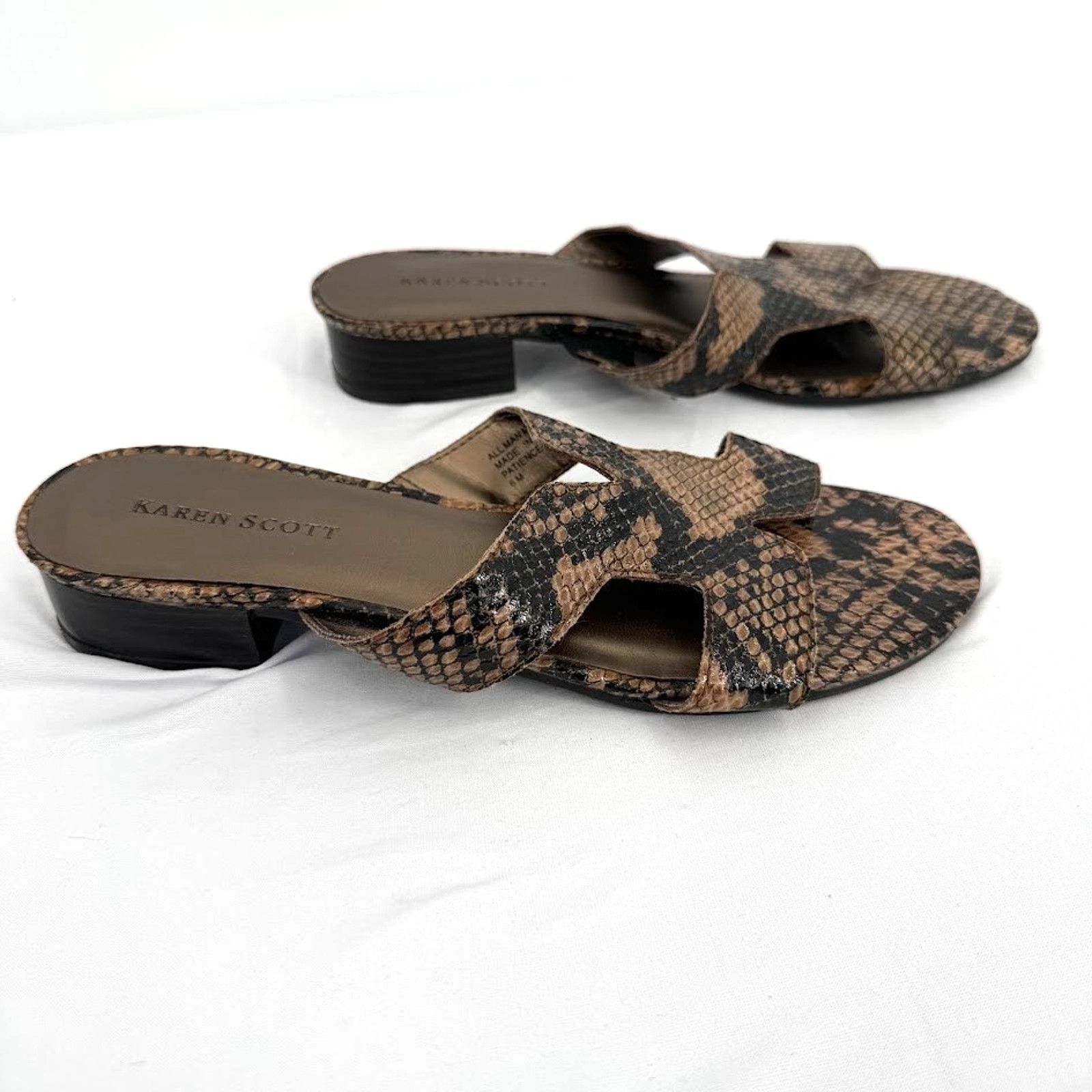 & Other Stories Karen Scott Womens 6M Slide Sandals Snake Toe Slip On Size US 6 / IT 36 - 1 Thumbnail