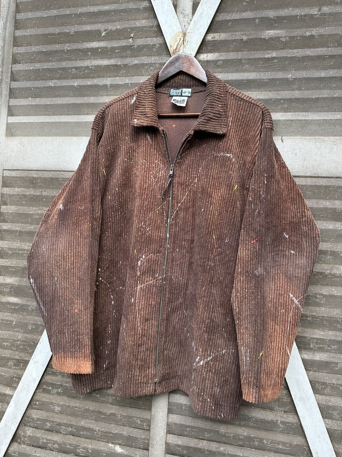 Vintage VTG THRASHED EZZE WEAR BROWN CORDUROY PAINT SPLATTER JACKET Size US XL / EU 56 / 4 - 7 Thumbnail