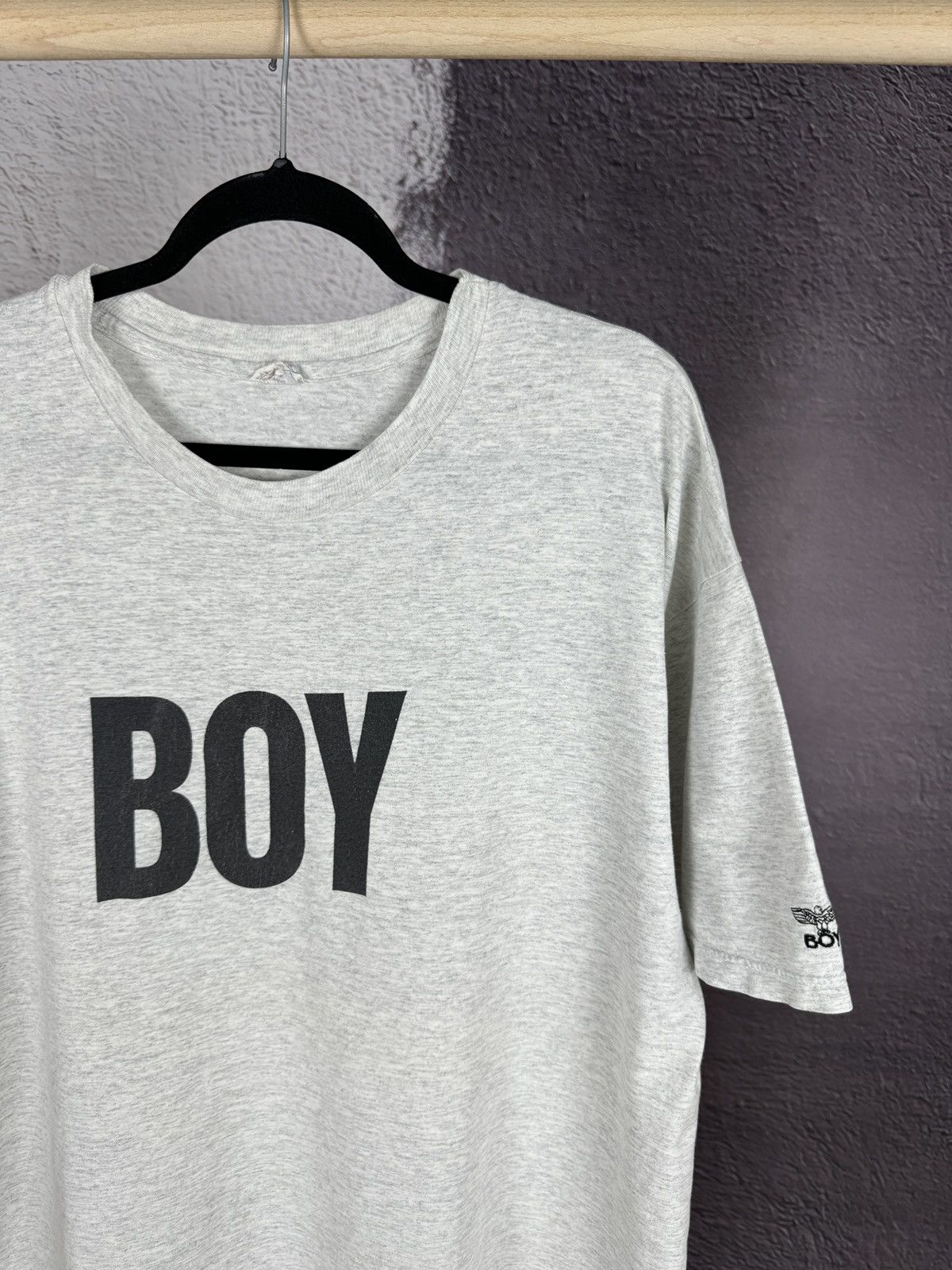 Boy London Hanes Boy London Vintage 90s grey big logo tee shirt Size US XL / EU 56 / 4 - 5 Thumbnail