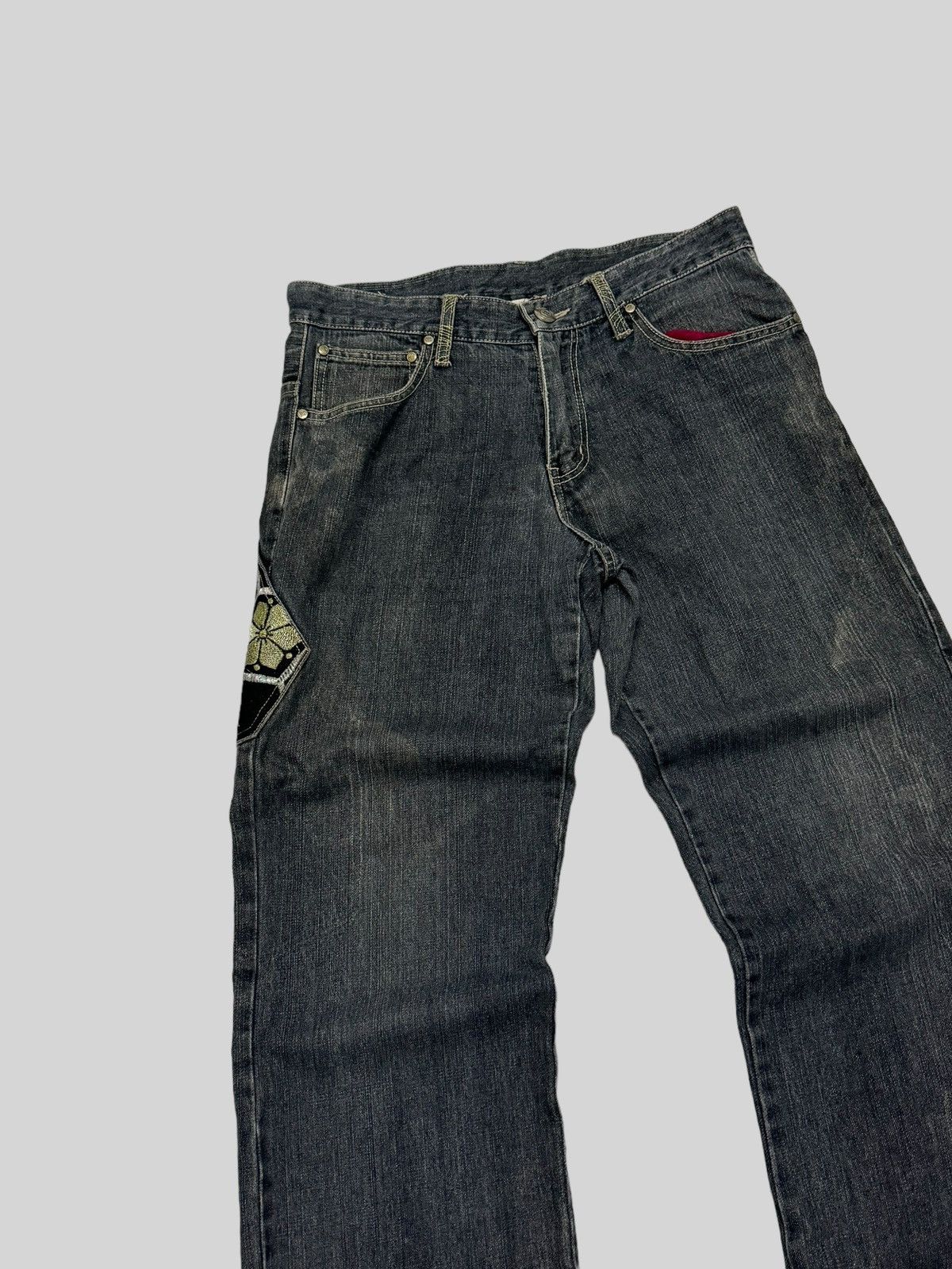 Japanese Brand Gumu Floral Double Pocket Jeans Distressed Jeans Size US 31 - 4 Thumbnail