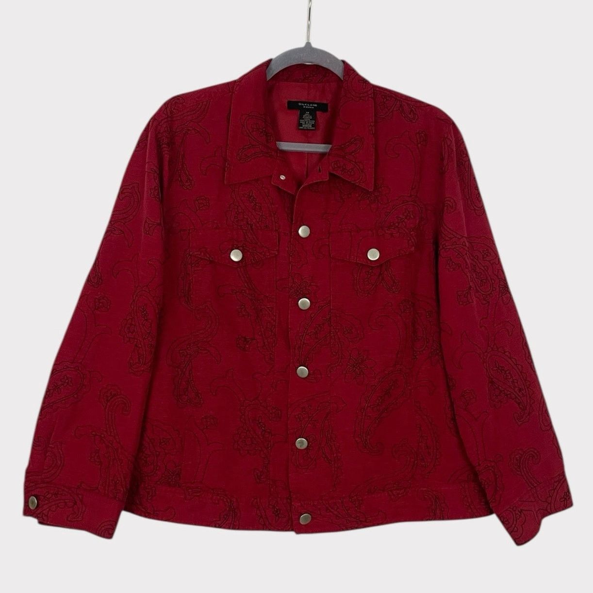 Vintage Silk Land Vtg Red & Black Paisley Embroidered Jacket Size XL / US 12-14 / IT 48-50 - 1 Thumbnail