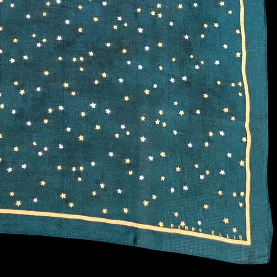 Perry Ellis Vintage 80s Perry Ellis Set (2) Square Scarves Dot Print & M Size ONE SIZE - 16 Thumbnail