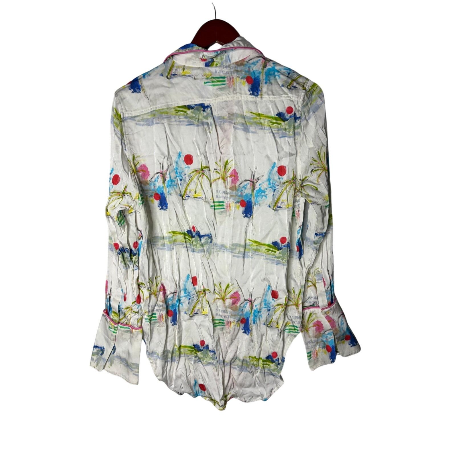 Other Kerri Rosenthal vacation beach print Satin Button Down Shirt Size M / US 6-8 / IT 42-44 - 6 Thumbnail