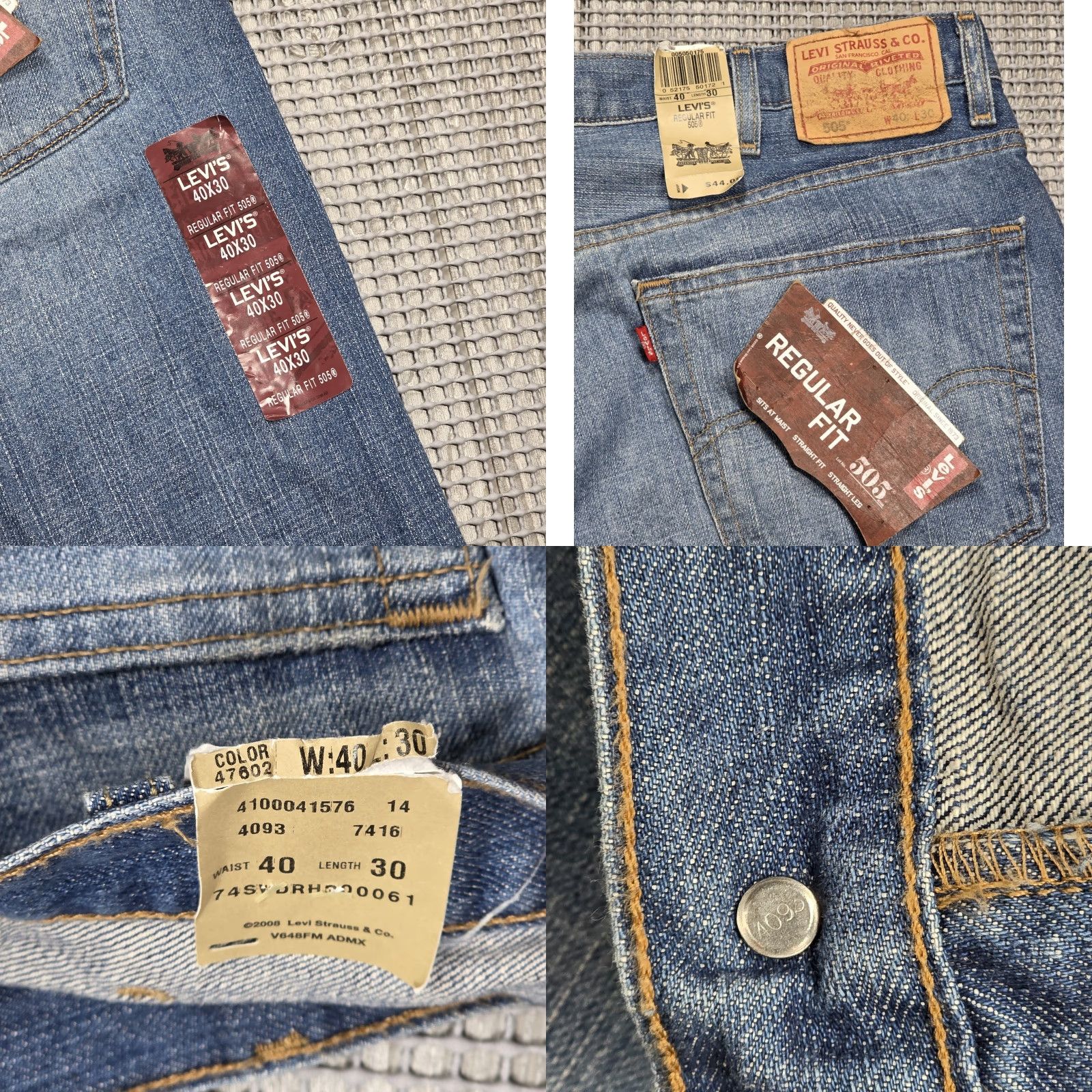 Levi's VINTAGE Levi's 505 Jeans Men 40x30 Blue Denim Cotton Regular Straight Leg Y2K NWT NOS Size US 40 / EU 56 - 8 Thumbnail
