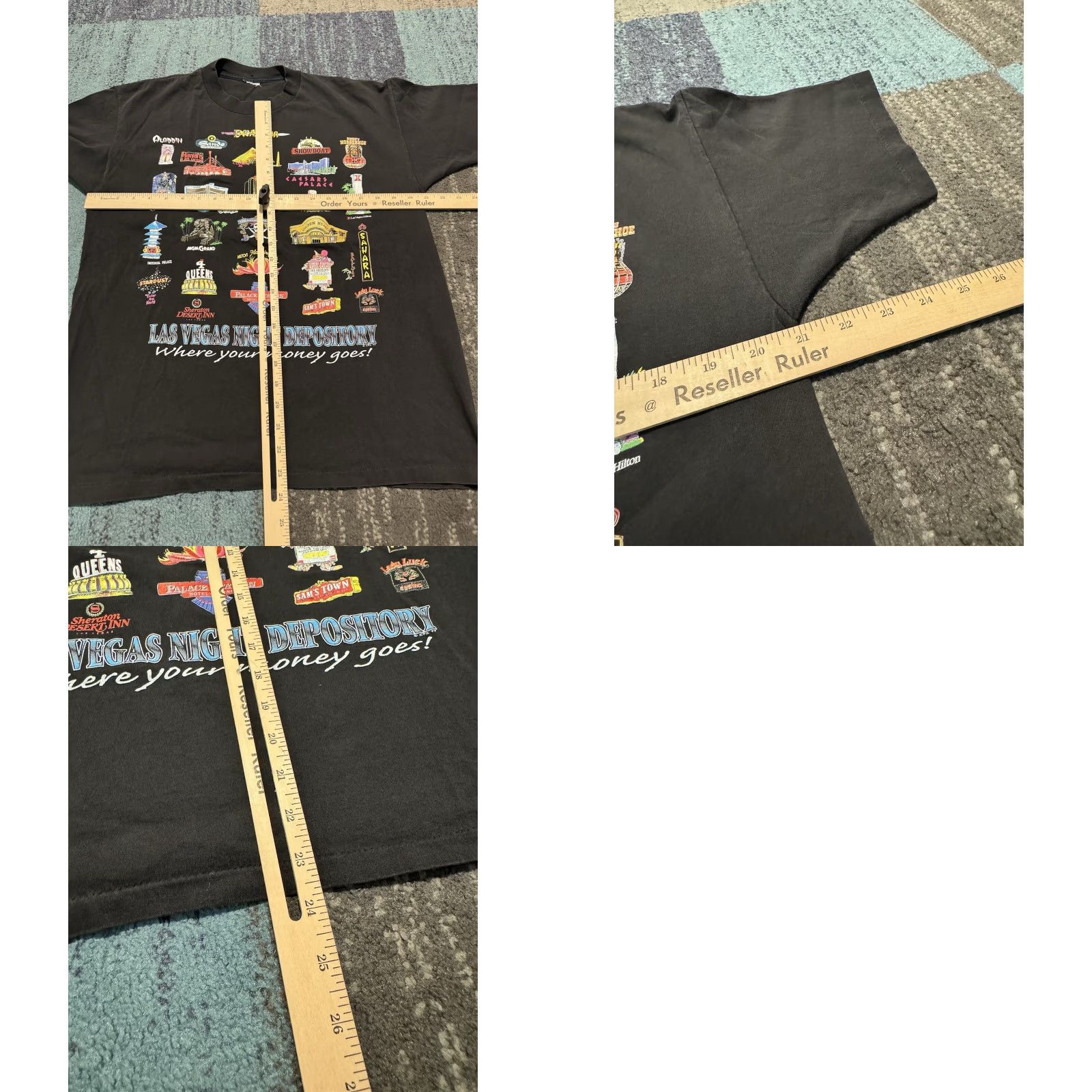 Fruit Of The Loom VINTAGE Las Vegas Shirt Casino Strip Down Town Single Stitch Men's L Black Down T-Shirt Mens L Size US L / EU 52-54 / 3 - 9 Thumbnail