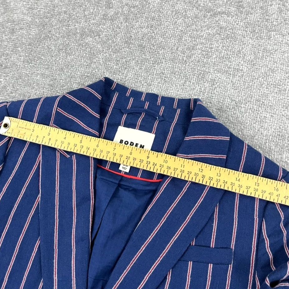 Boden Bloomsbury Interest Blazer Boden Womens UK 14 / US 10 Blue Striped Linen Cotton Size XL / US 12-14 / IT 48-50 - 5 Thumbnail