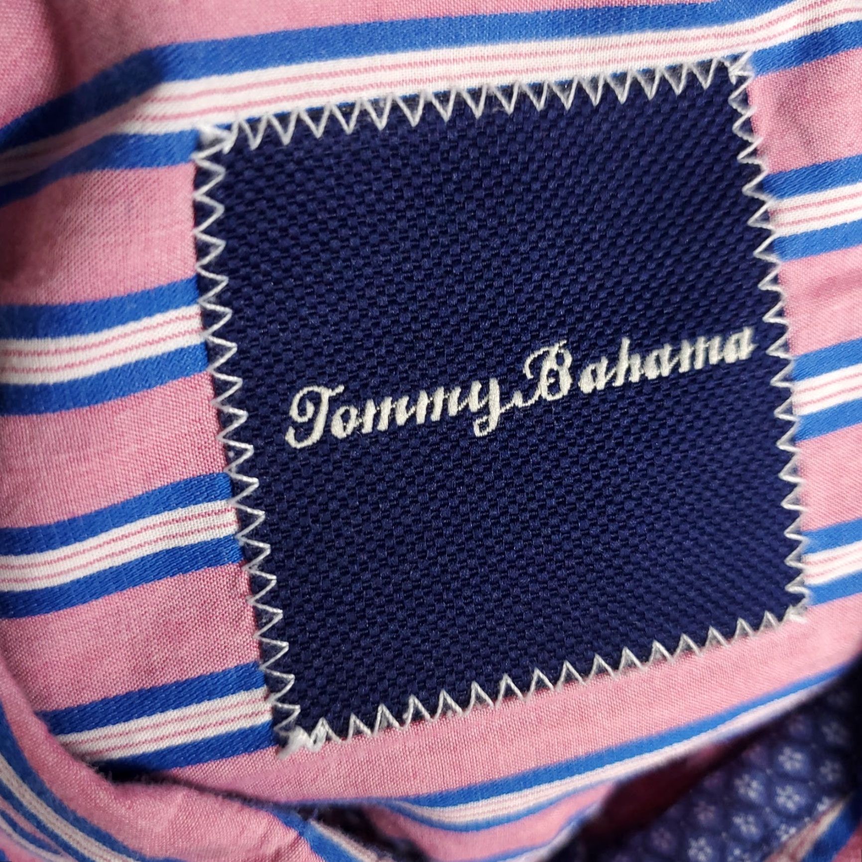 Tommy Bahama Tommy Bahama Shirt Mens Large Pink Blue Striped Cotton Button Up Long Sleeve Shirt Size US L / EU 52-54 / 3 - 7 Thumbnail
