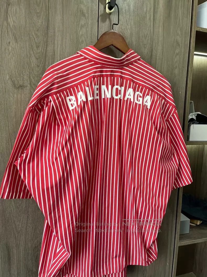 Balenciaga Balenciaga Red and White Striped Cotton Shirt Size XXS / US 00 / IT 34 - 5 Thumbnail