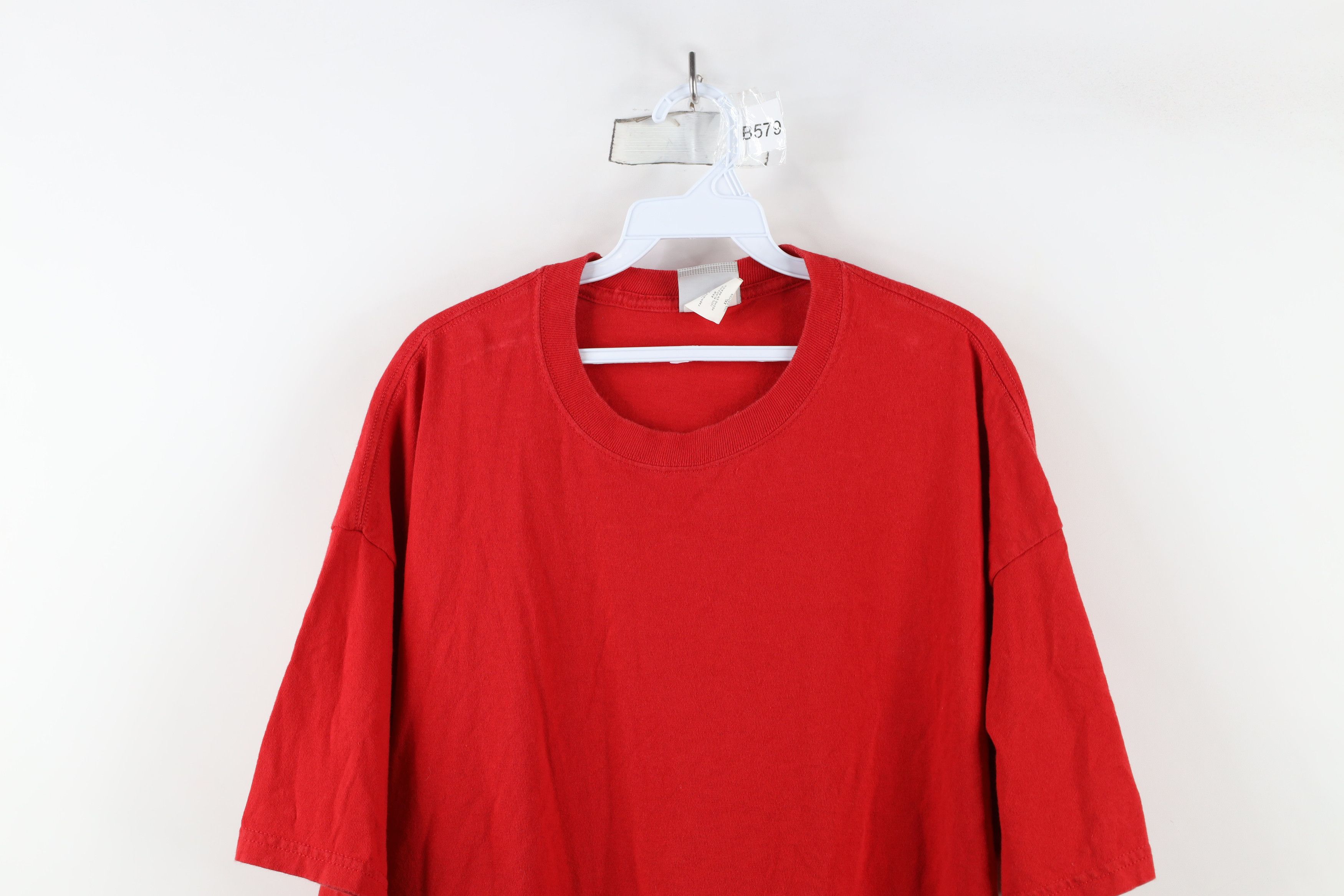 Vintage Vintage 90s Streetwear Blank Heavyweight Cotton T-Shirt Red Size US XXL / EU 58 / 5 - 2 Thumbnail