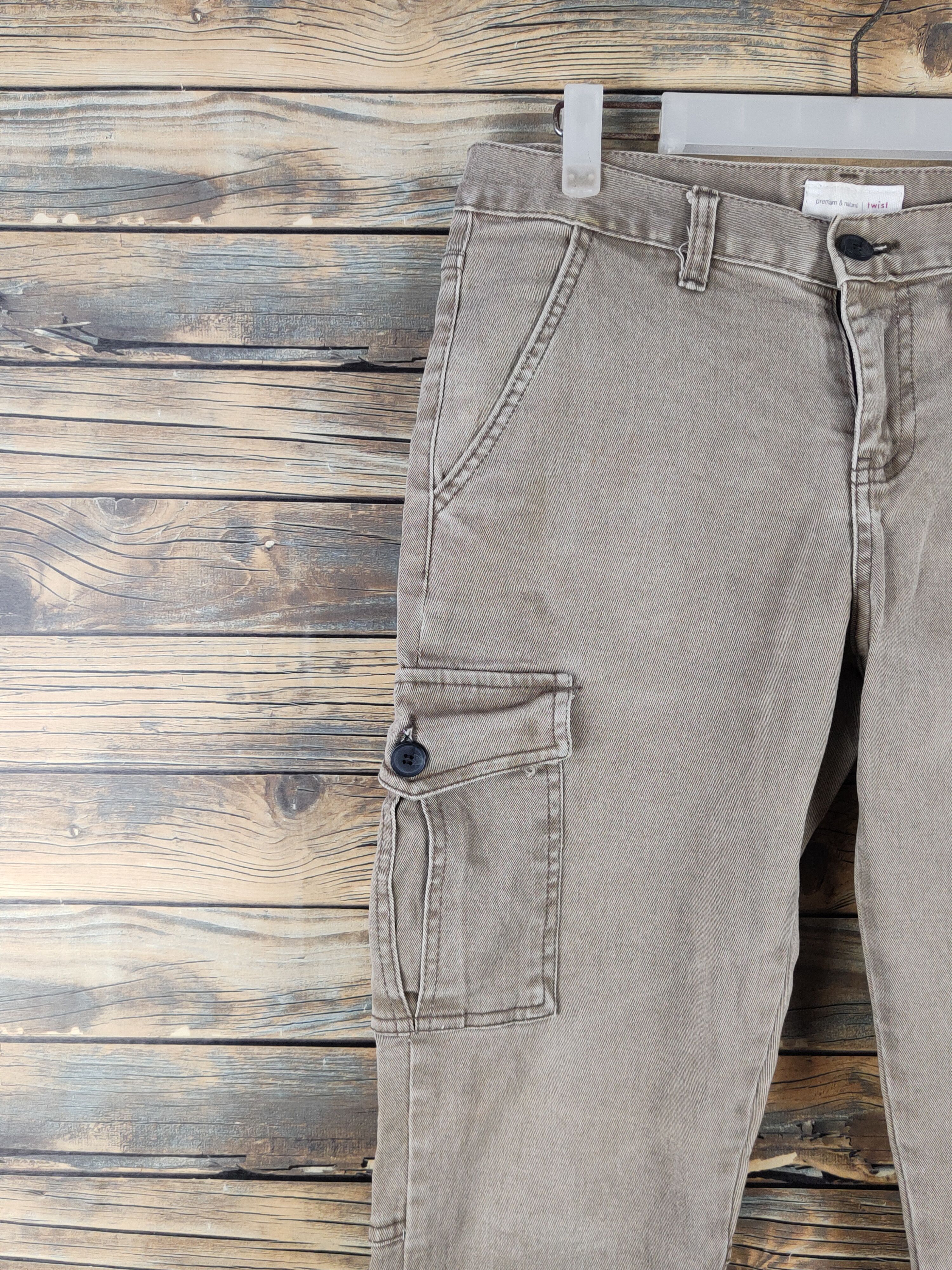 Japanese Brand DL Twist Olive Faded Multipocket Tactical Cargo Pants #278 Size 30" / US 8 / IT 44 - 3 Thumbnail