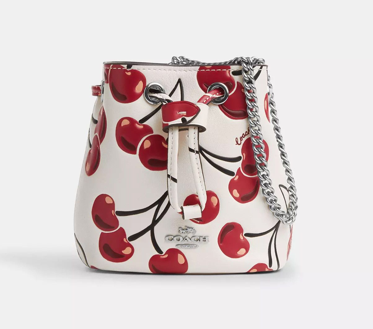Coach 🍒 Drawstring Wristlet With Cherry Print CZ030 Size ONE SIZE - 4 Thumbnail