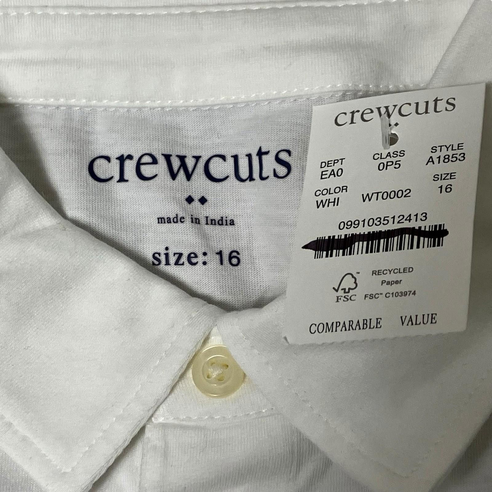 Designer Crewcuts Boys 16 White Polo Cotton Preppy Casual A1853 Size US XXS / EU 40 - 3 Thumbnail