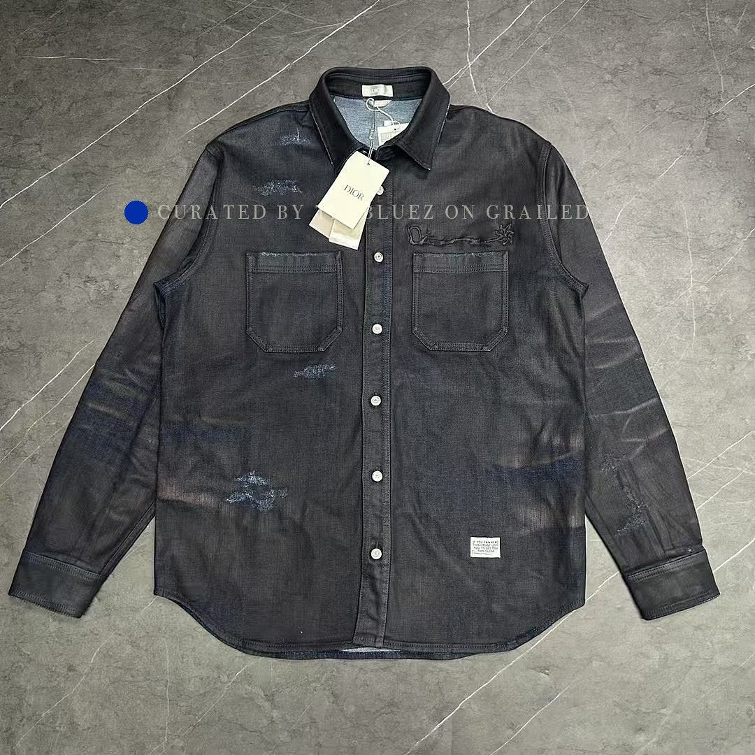 Dior Star Embroidery Denim Shirt in Blue Size US M / EU 48-50 / 2 - 1 Thumbnail