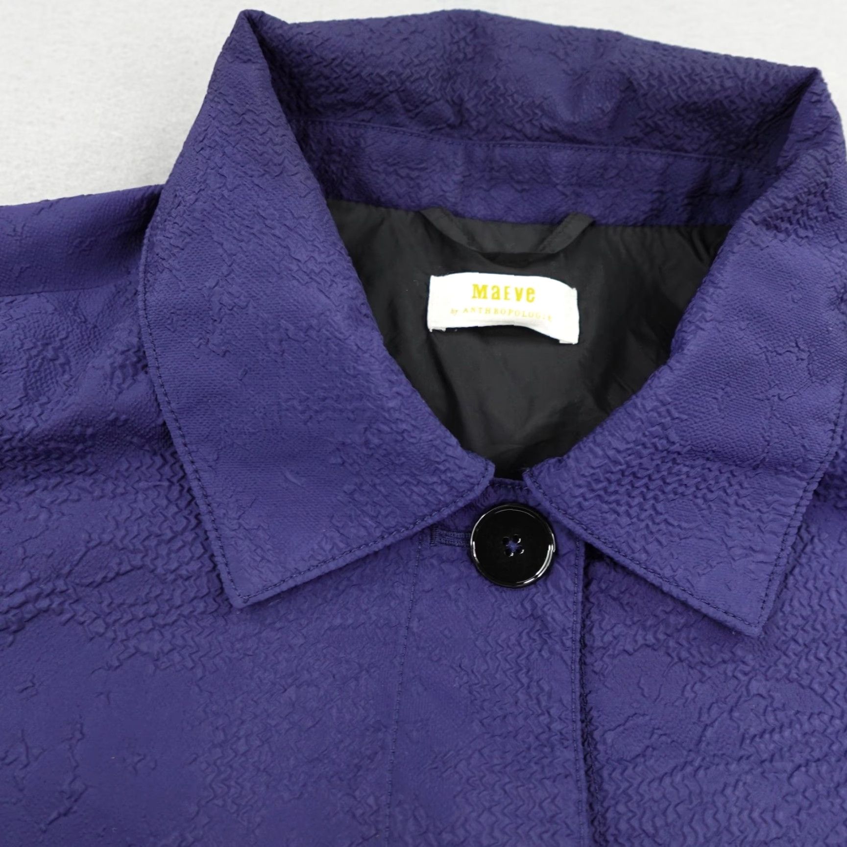 Anthropologie Maeve Anthropologie Jacket Womens Small Navy Blue Collared Anorak Coat Textured Size S / US 4 / IT 40 - 2 Thumbnail