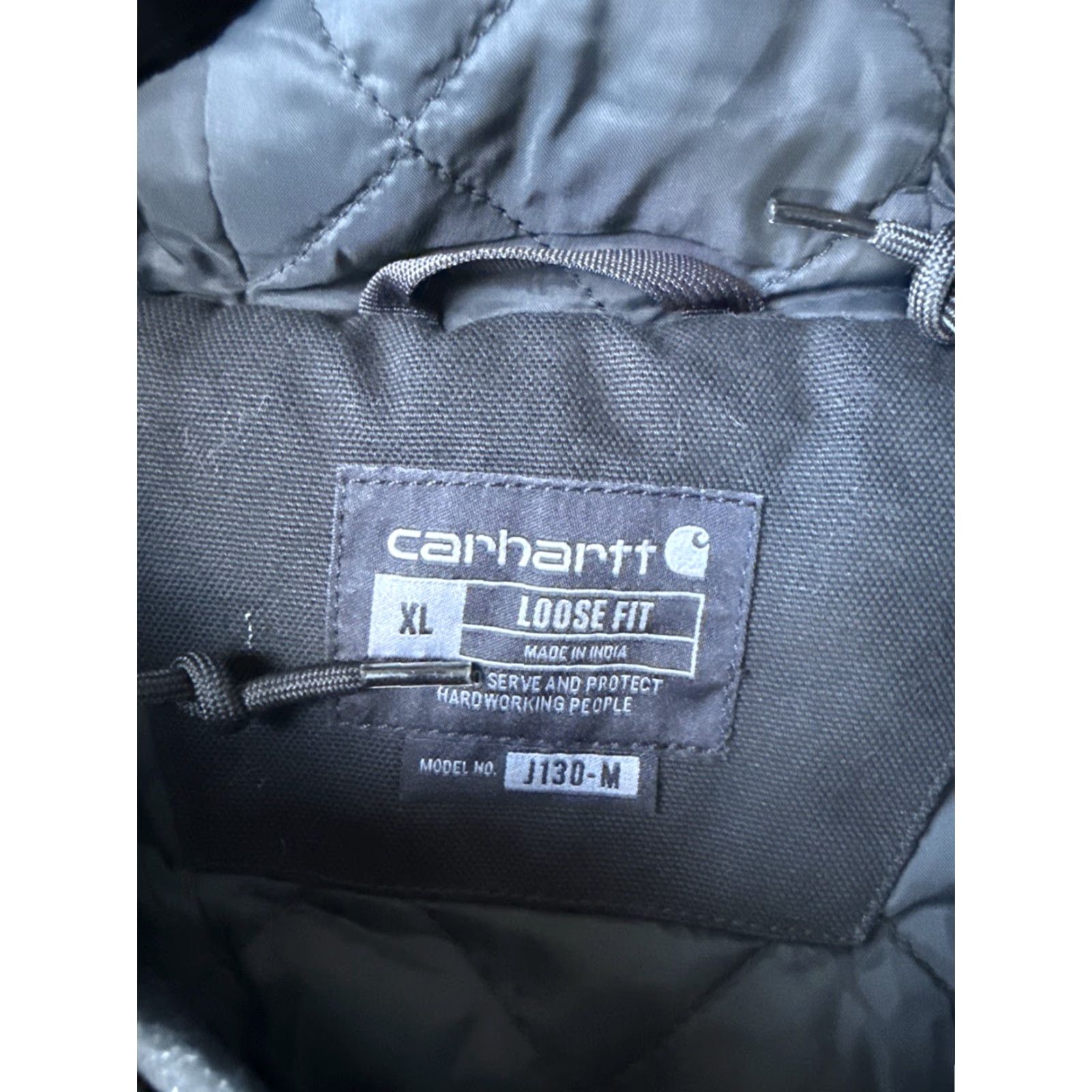 Carhartt VINTAGE Carhartt Zip Up Canvas Hooded Jacket XL Black Loose Fit J130-M Size US XL / EU 56 / 4 - 2 Thumbnail