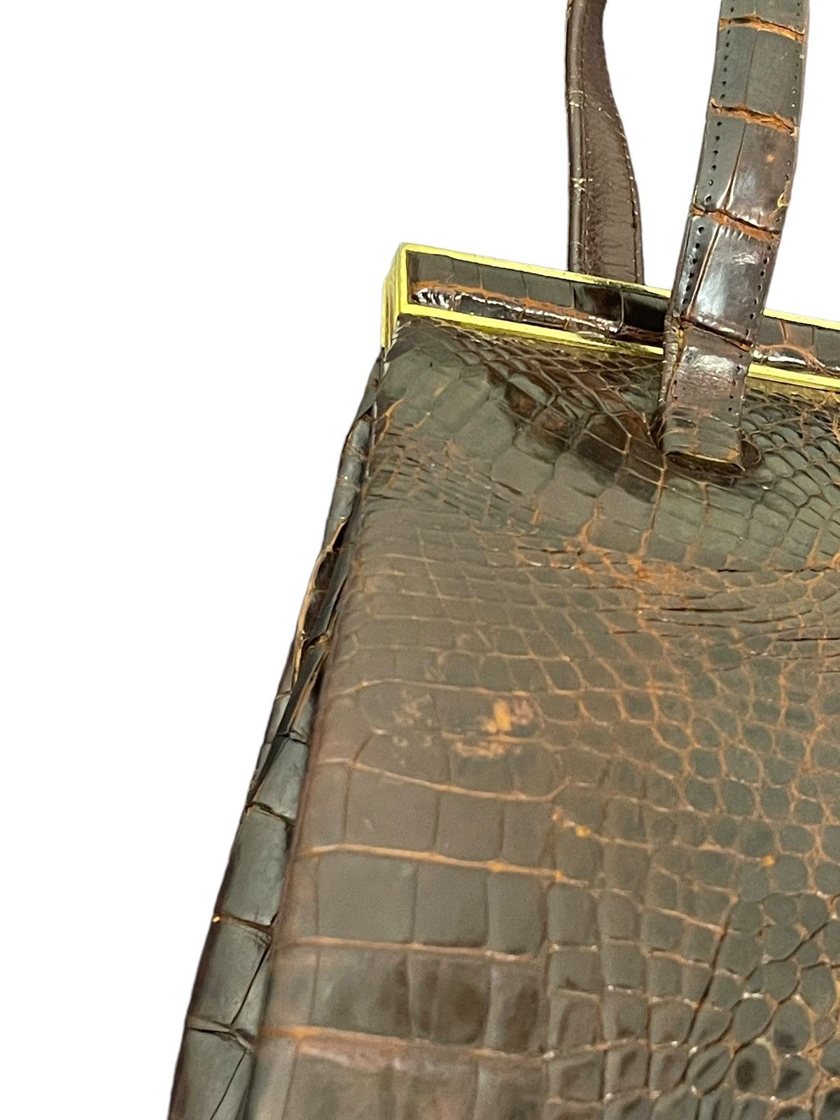 Vintage Crocodile Leather Patina Vtg 50s Unknown Japan Hand Bag 4🟩 Size ONE SIZE - 23 Thumbnail