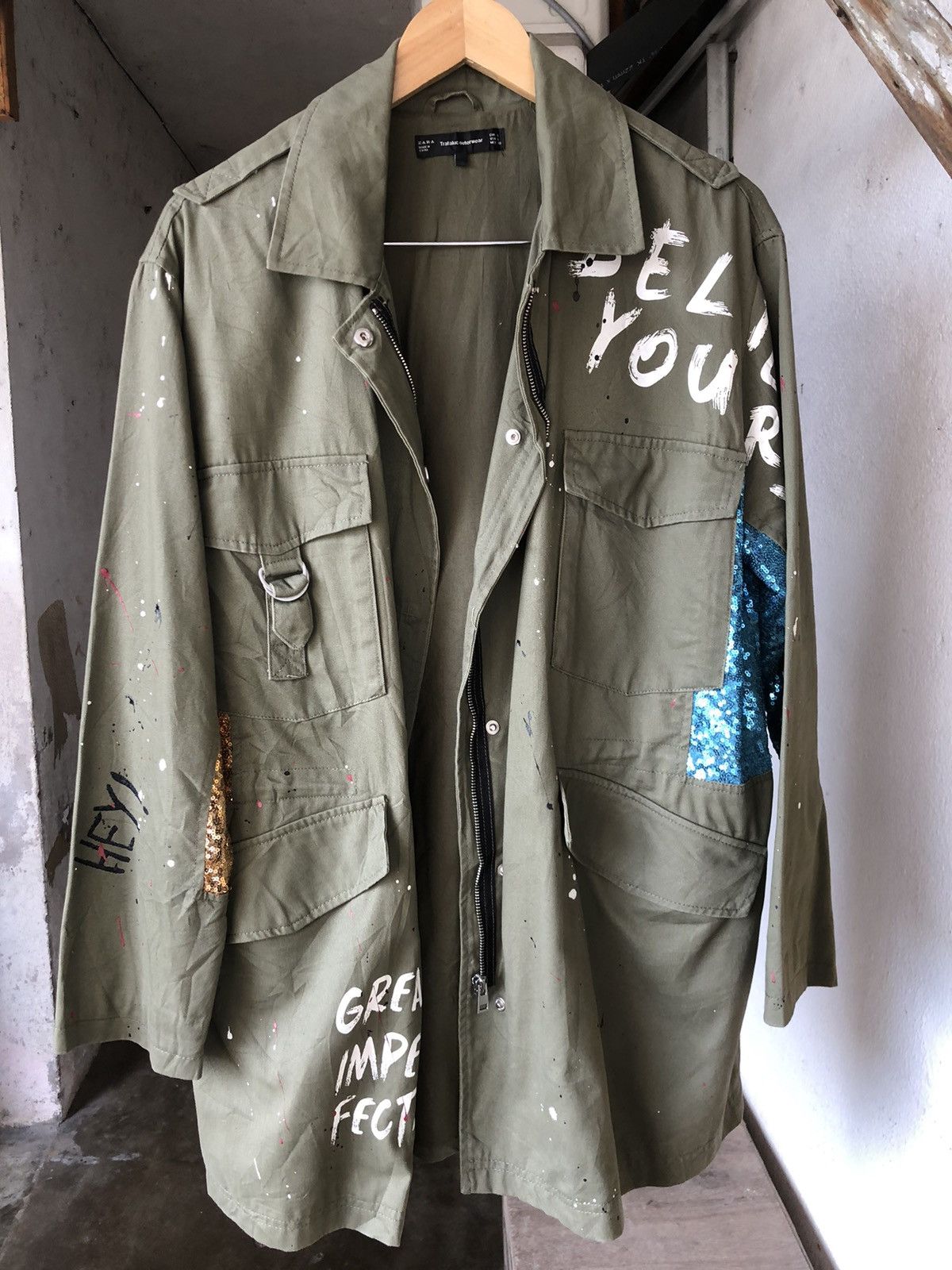 Zara Zara Splash Paint Art Oversized Parka Jacket If Six Was Nine Size L / US 10 / IT 46 - 9 Thumbnail