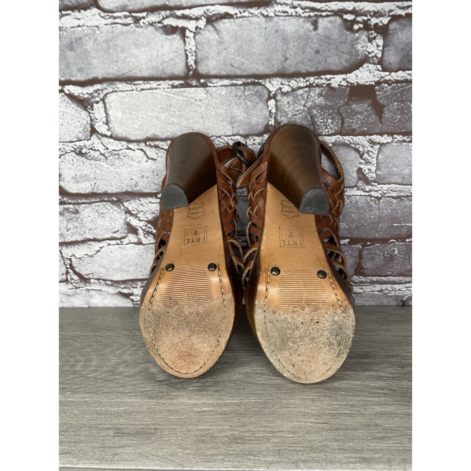 Frye Frye Joy Brown Braided Leather Huarache Platform Heel Sandal Size US 6.5 / IT 36.5 - 14 Thumbnail