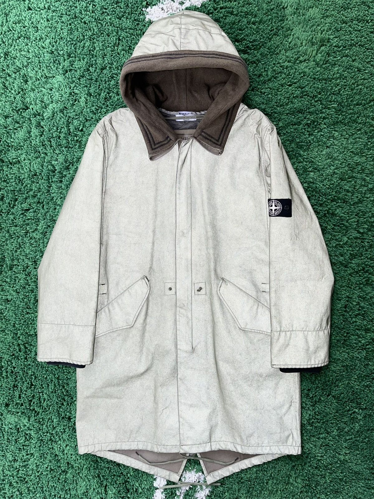 image of C P Company Stone Island M51 Antiqued Reflective Fistail Parka Fw07 in Silver, Men's (Size Medium)