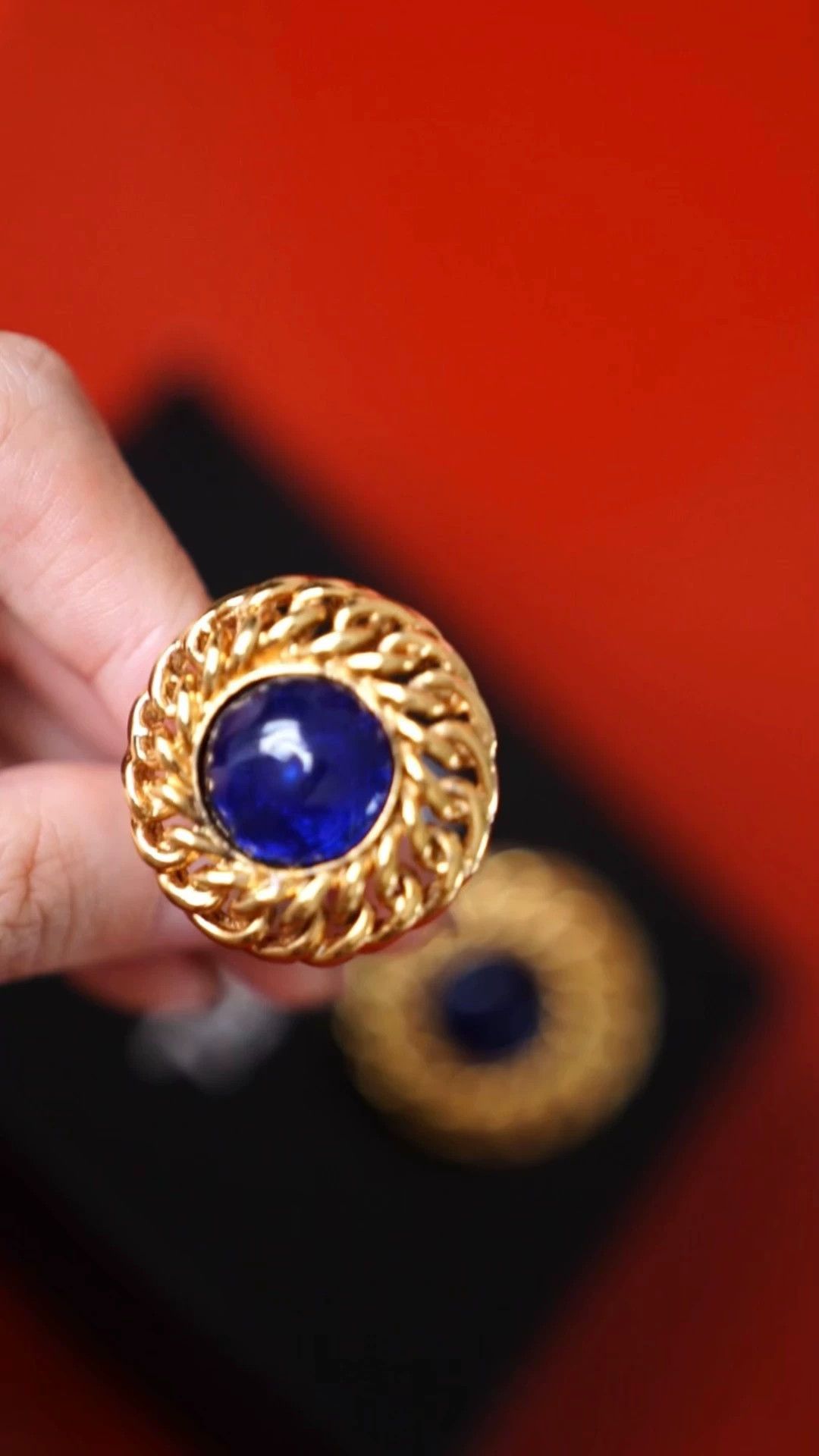 Chanel Chanel Vtg Sapphire Blue Glass Beaded Earrings Size ONE SIZE - 2 Thumbnail