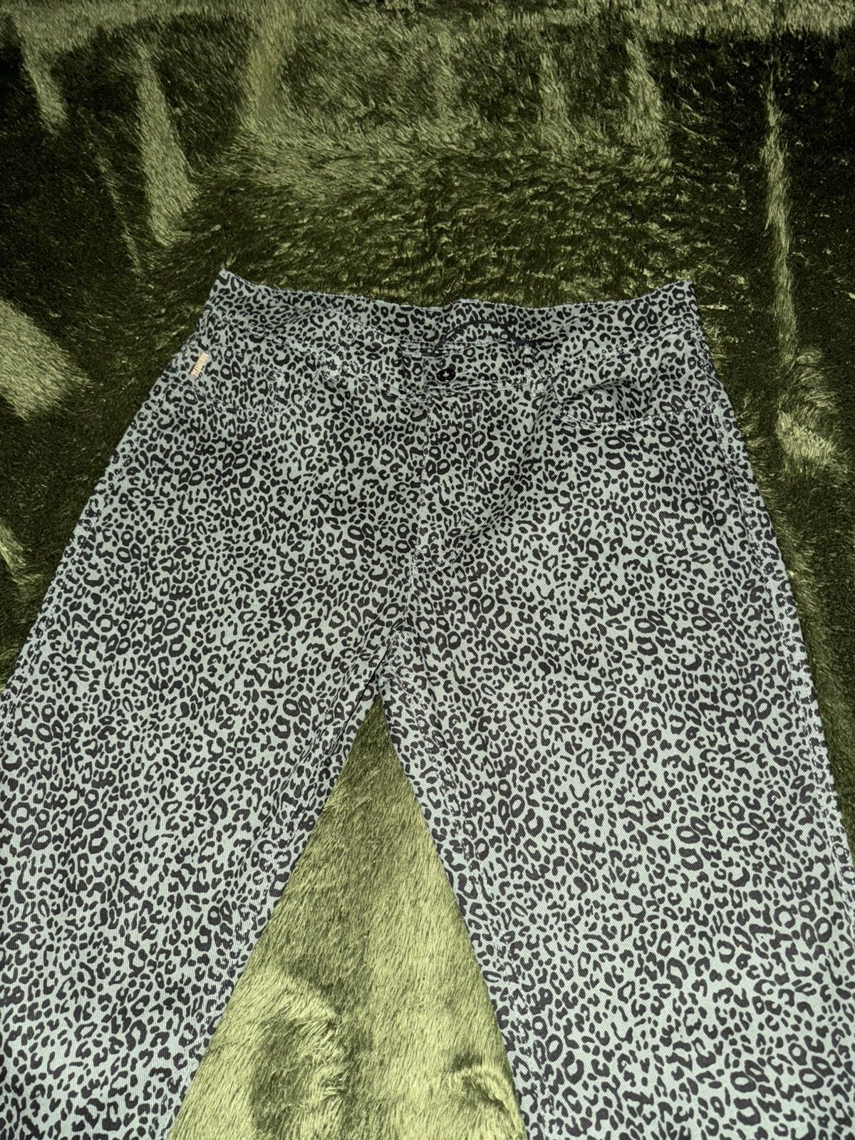 Pleasures [34] Pleasures crystal leopard pattern denim pants green Size US 34 / EU 50 - 5 Thumbnail