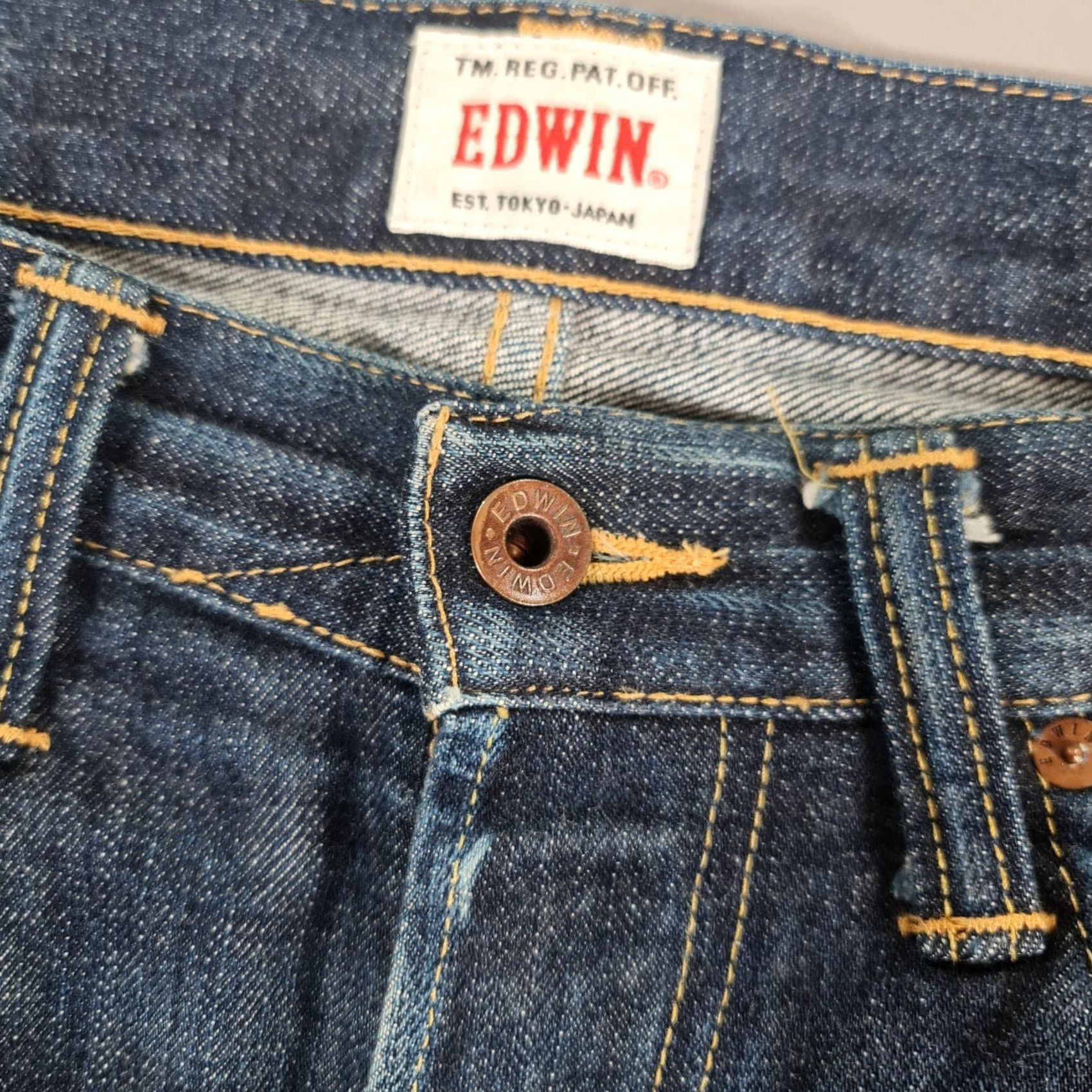 Edwin Edwin ED-55 Selvedge Jeans Mens W32 L26 Blue Relaxed Tapered Denim Jeans Mens Blue Denim Selvedge 5-Pocket Mens Jeans Size US 32 / EU 48 - 5 Thumbnail