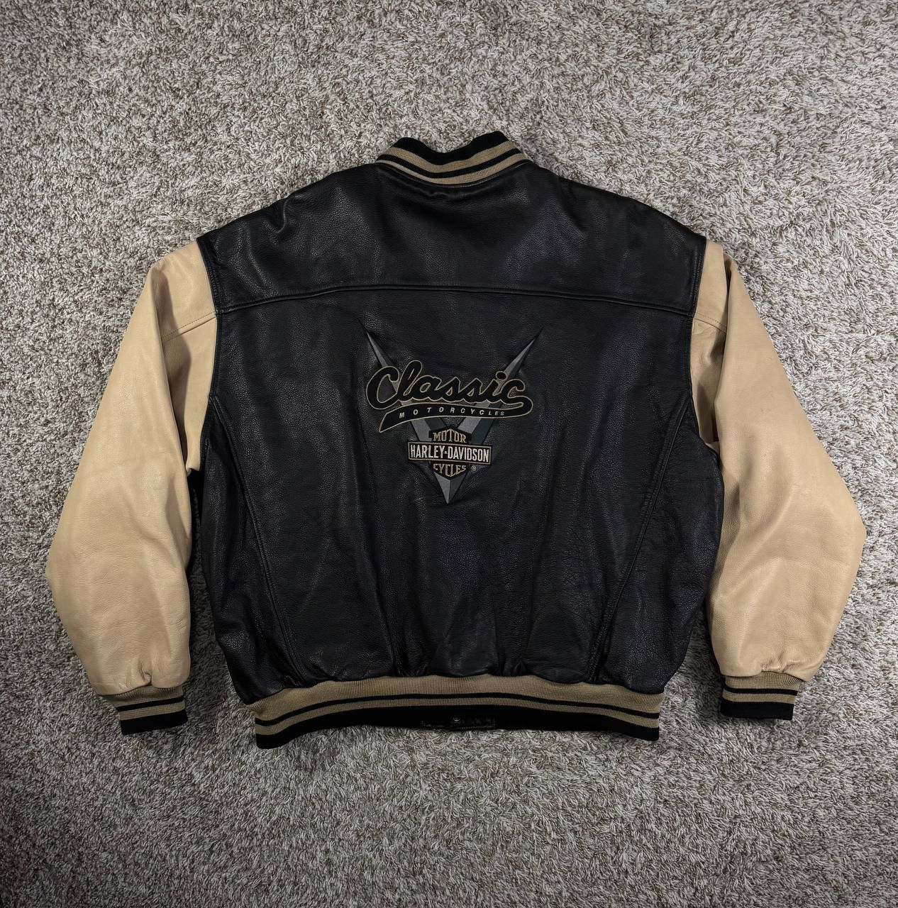 Harley Davidson VTG 90s Harley Davidson Heavy Letterman Bomber Jacket Size US XXL / EU 58 / 5 - 18 Thumbnail