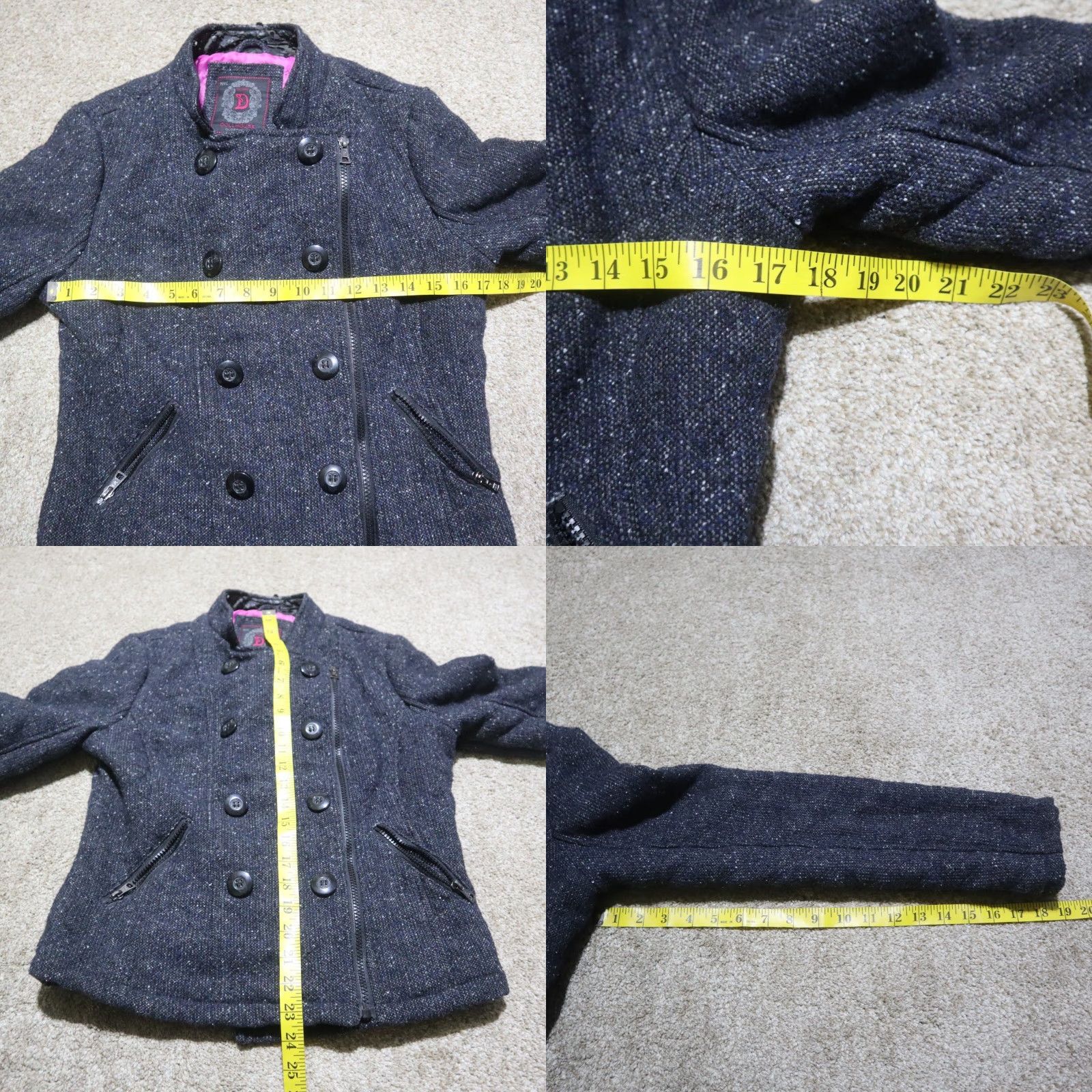 Vintage DollHouse Jacket Black Gray Adult Women's M Medium Clothes Shirt Motorcycle Theme Pockets Lightweight All Seasons Fall Winter Spring Women Size M / US 6-8 / IT 42-44 - 8 Thumbnail