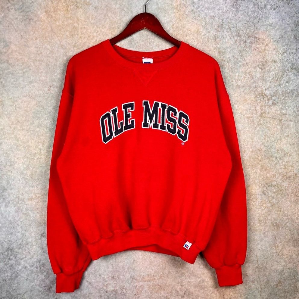 Russell Athletic × Vintage VTG 90s Ole Miss Rebels Crewneck Sweatshirt Sz M Russell Size US M / EU 48-50 / 2 - 2 Thumbnail