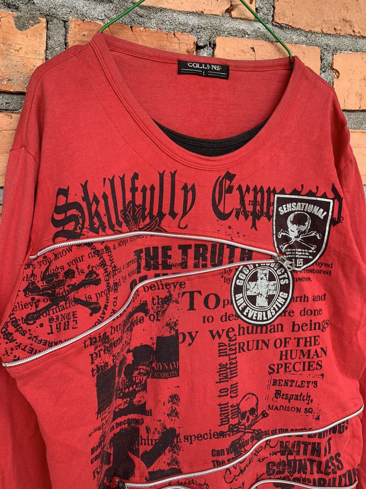 Beauty Beast 2000s Collins poem punk bondage zipper longsleeve shirt Size US M / EU 48-50 / 2 - 2 Thumbnail