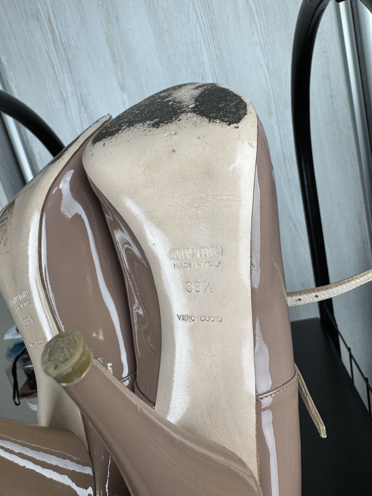 Miu Miu Miu Miu Nude Patent Leather Sandals Heels In Size 39.5 Size US 9.5 / IT 39.5 - 13 Thumbnail