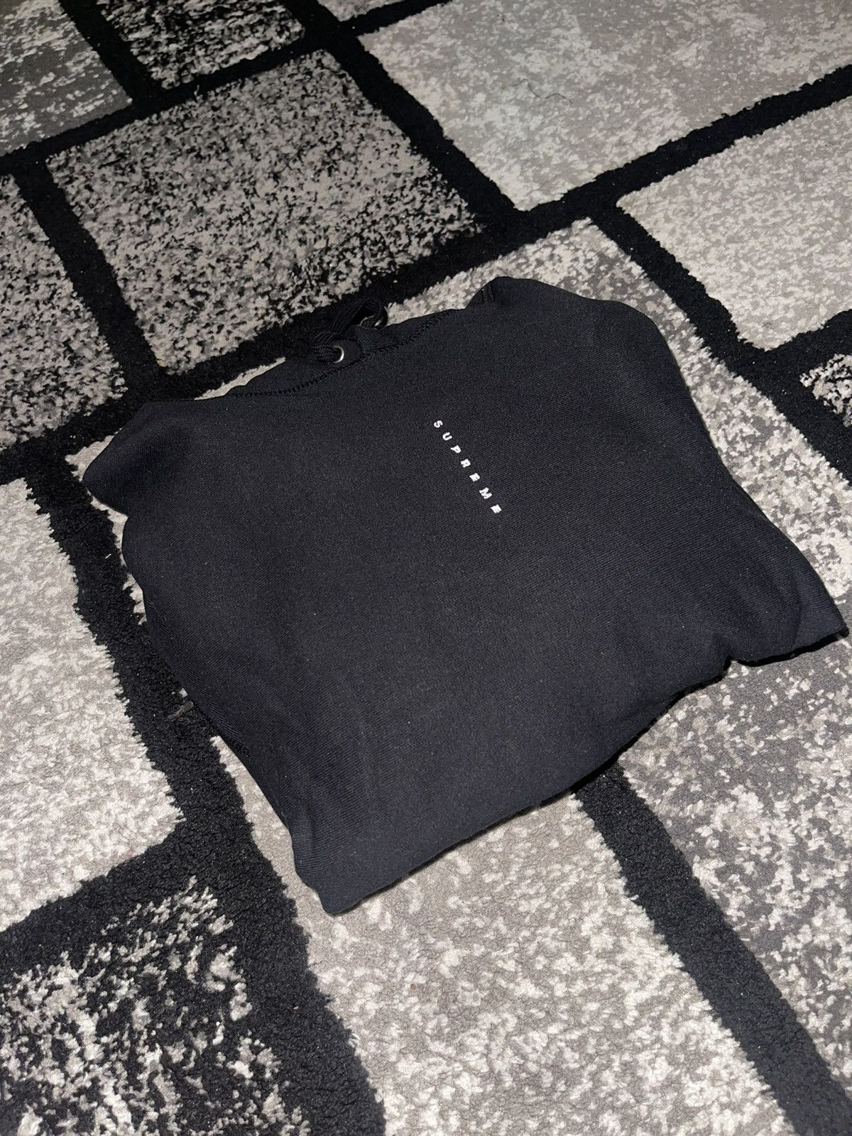 image of Supreme Micro Logo Hoodie S in Black, Men's (Size Small)