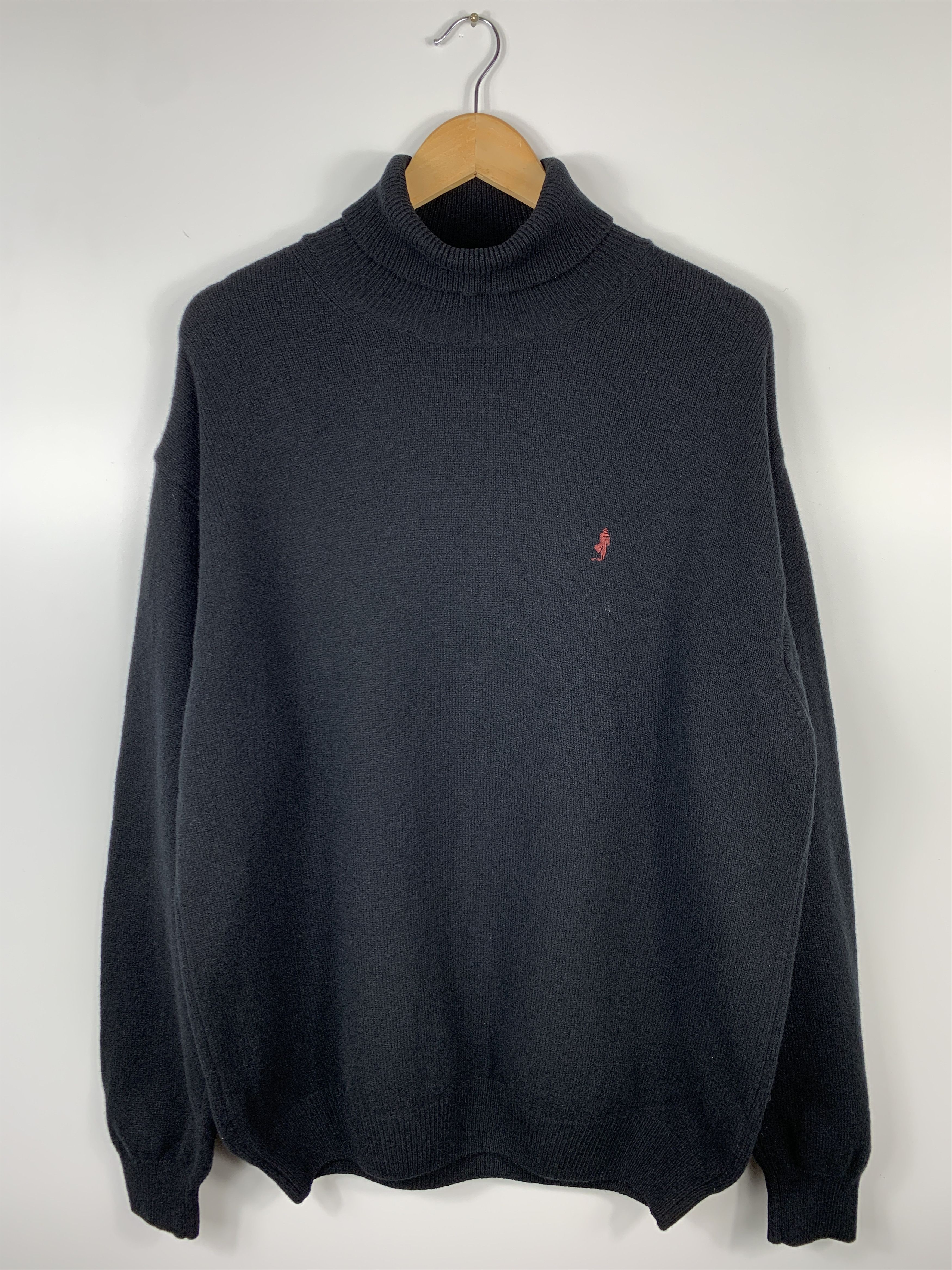 Marlboro Classics High Neck Sweater Wool Pullover Black XL