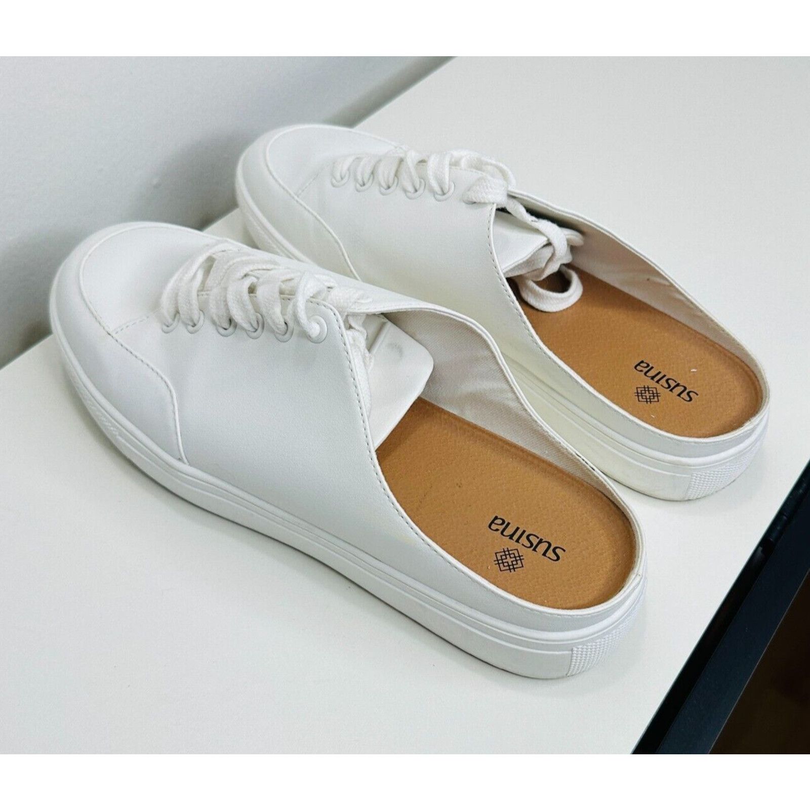 Other Susina White Leatherette Brynlee Closed Toe SlideIn Sneakers Size US 9 / IT 39 - 8 Thumbnail