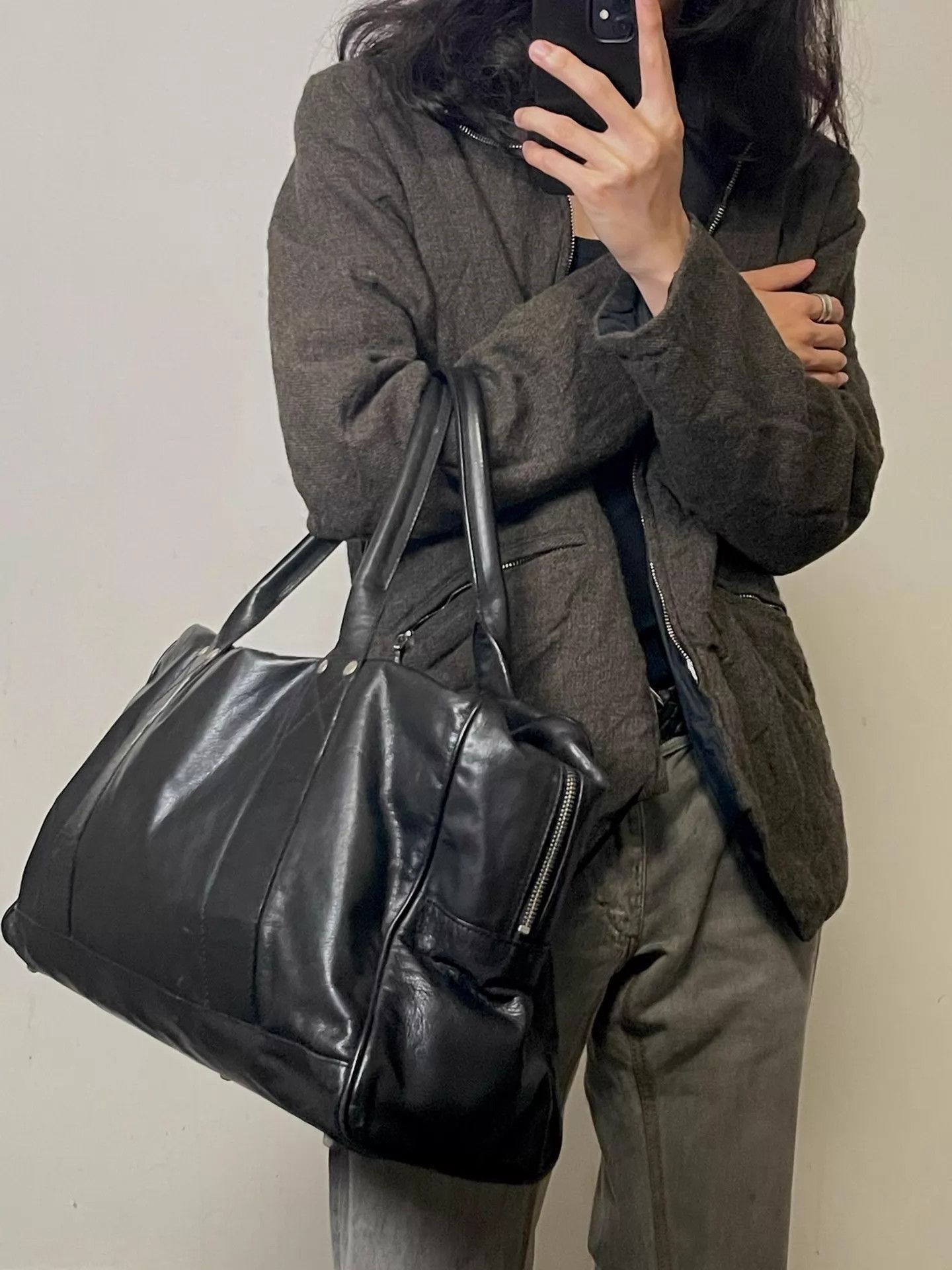 Ann Demeulemeester Black Leather Tote Bag Size ONE SIZE - 2 Thumbnail