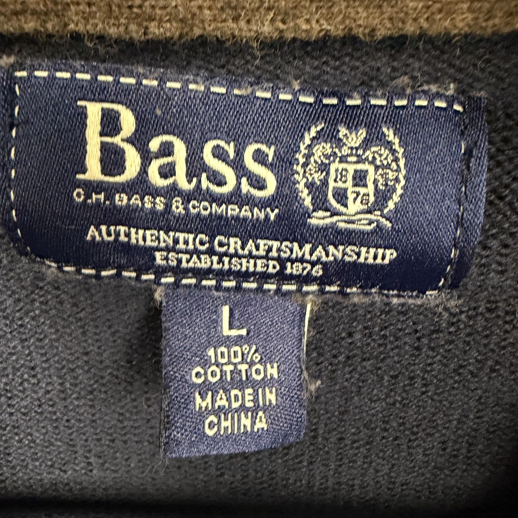 Vintage Bass Men Sweater L Blue Brown Argyle 1/4 Zip Mock Neck Pullover Knit Cotton Dark Academia Navy 90s Preppy casual Mens Size US L / EU 52-54 / 3 - 6 Thumbnail