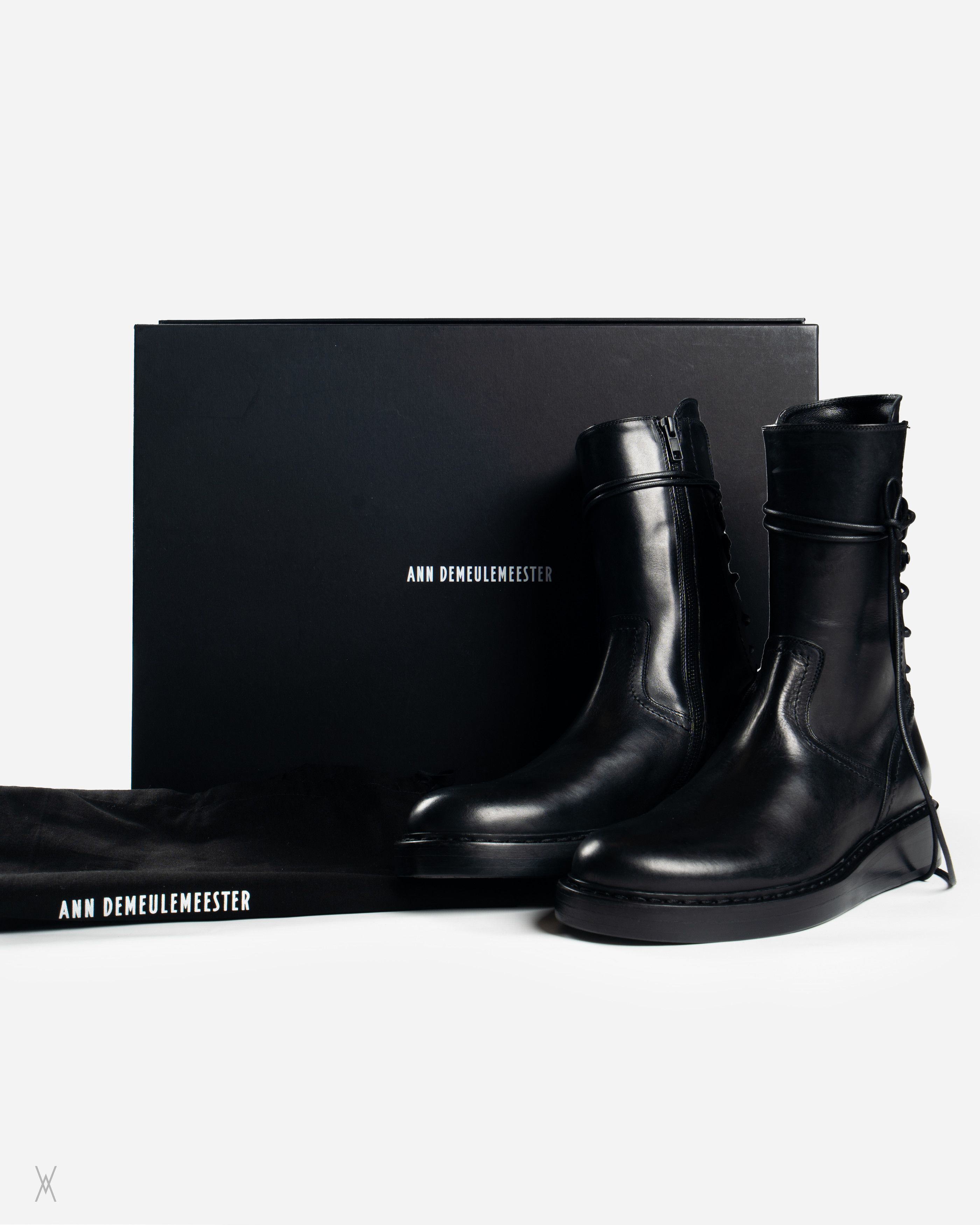 Ann Demeulemeester Ann Demeulemeester black glove calf leather boots backlace Size US 9 / EU 42 - 5 Thumbnail
