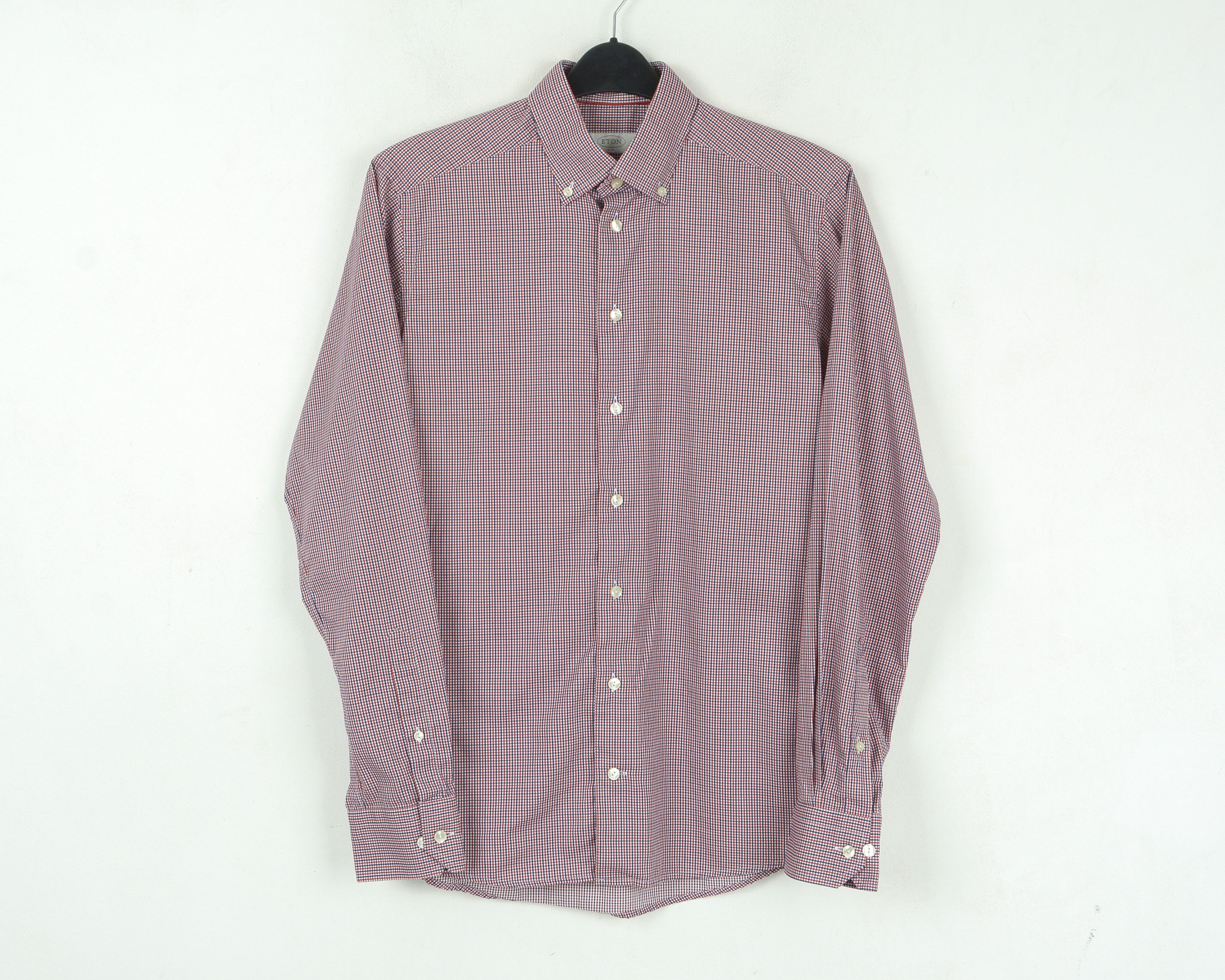 Eton 15 3/4" Slim Fit Single Cuffs Check Tartan Shirt Work Office Size US M / EU 48-50 / 2 - 1 Thumbnail