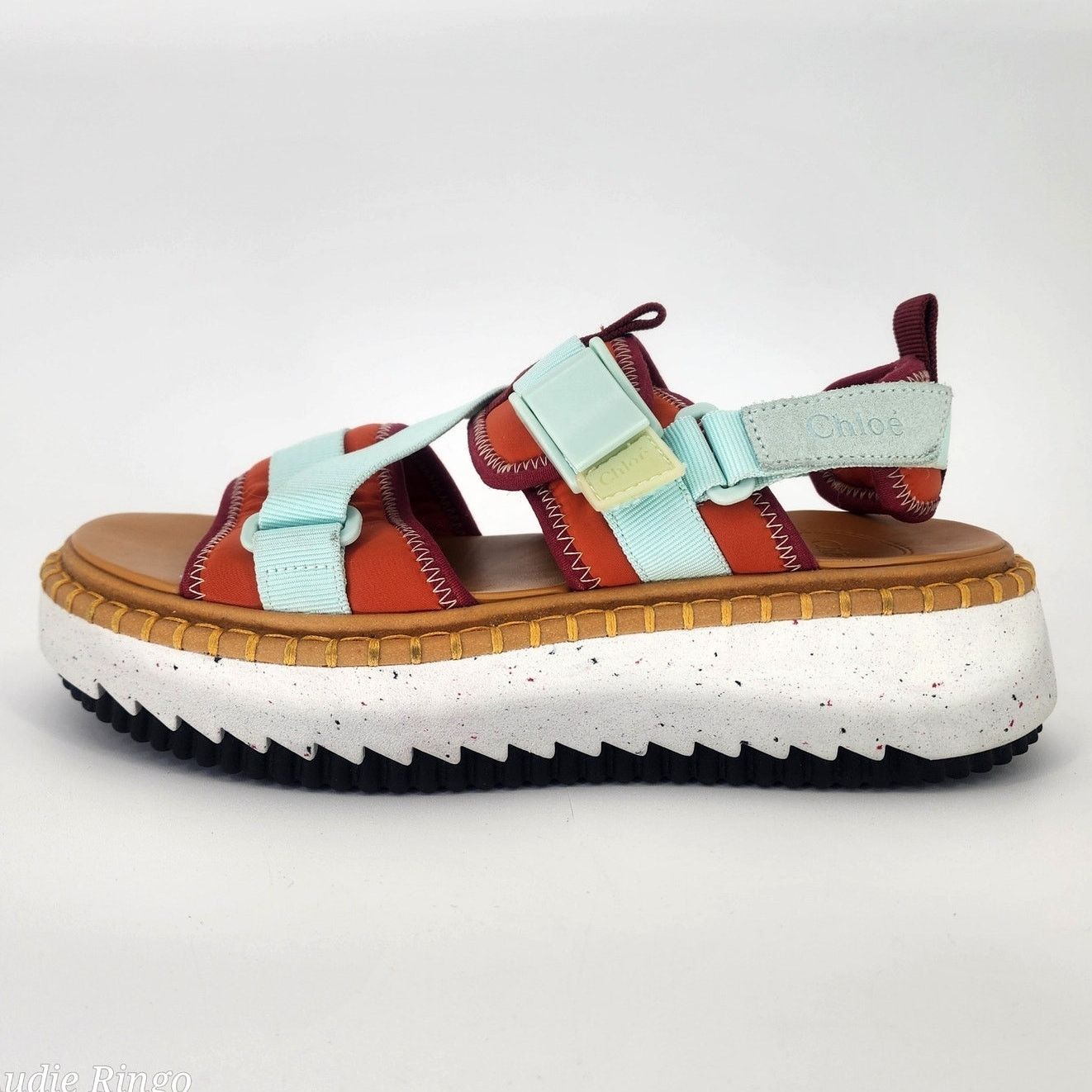 Chloe Chloé Lilli Multi-Strap Platform Sandals Orange/Teal EU 38 Size US 8 / IT 38 - 2 Thumbnail