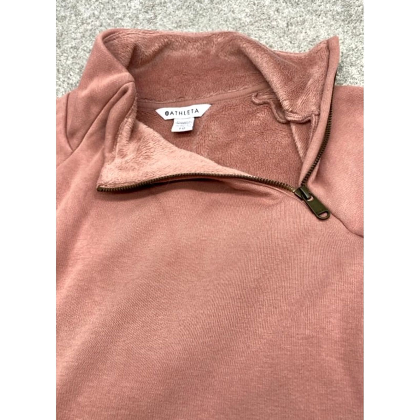 Athleta Athleta Pullover Sweater Women XS Mauve Fleece Zip Pocket High Neck Knit Solid 2XS Pink 5898 Size XXS / US 00 / IT 34 - 7 Thumbnail