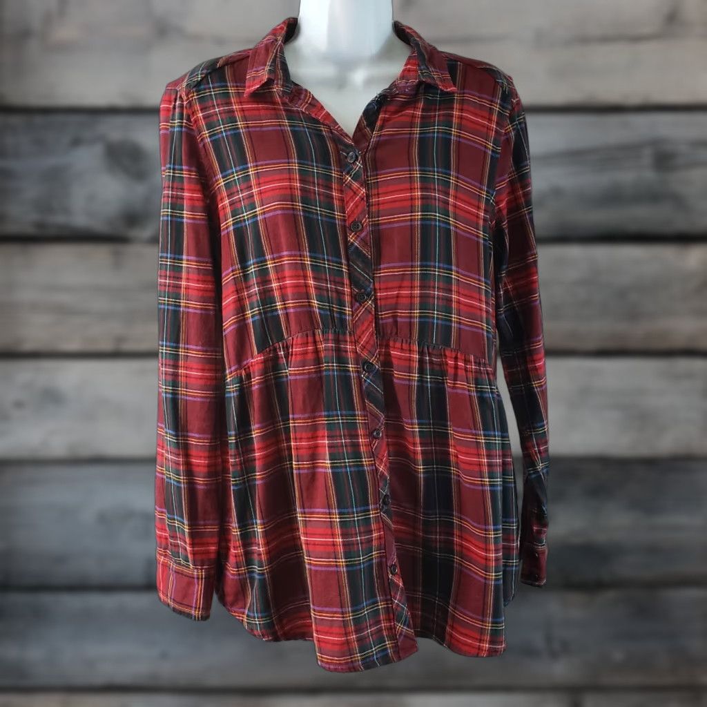 Vintage Beach Lunch Lounge Button-Front Shirt Womens Small Red Plaid Cotton Shirt Size S / US 4 / IT 40 - 1 Thumbnail