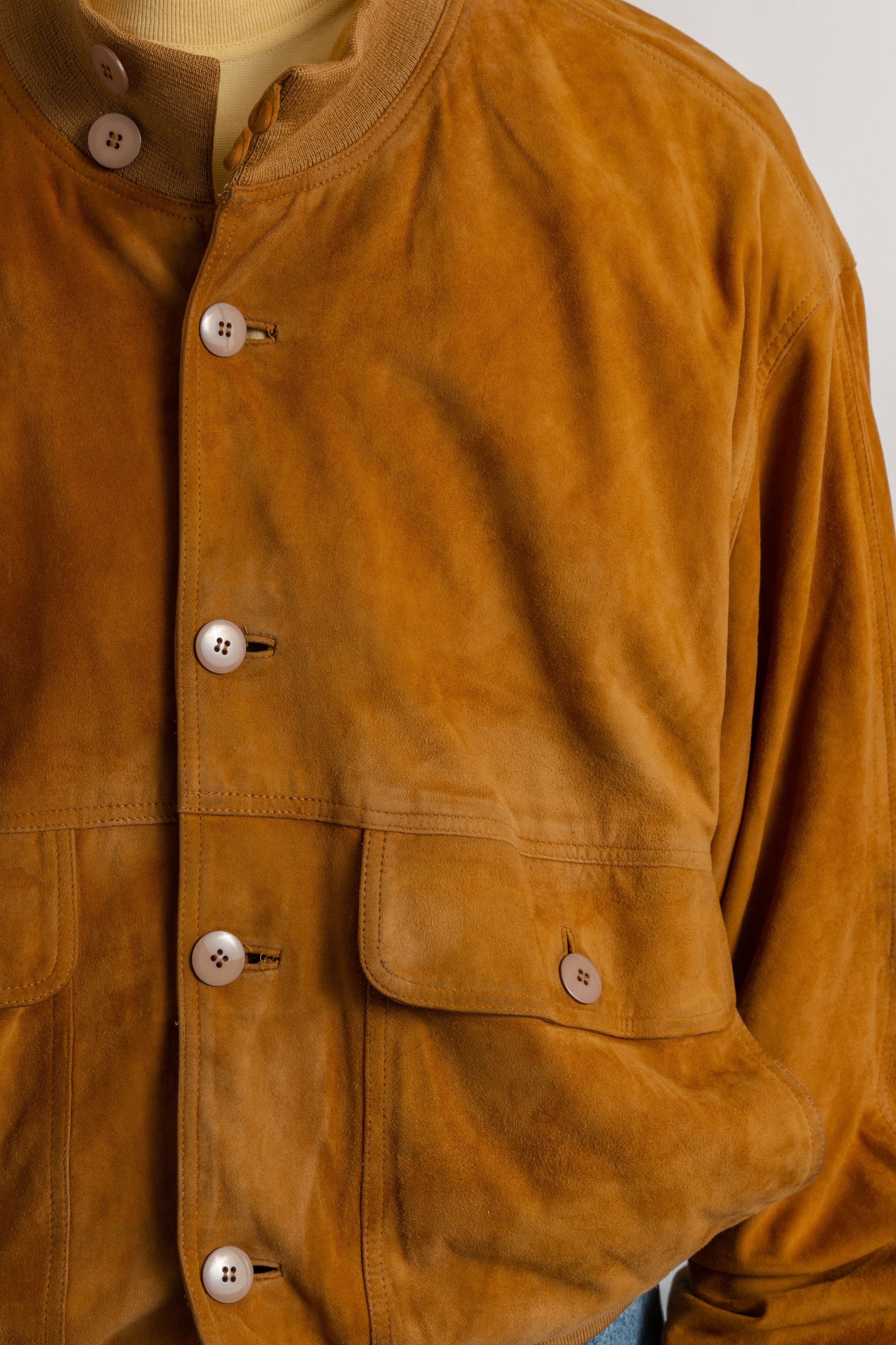 Vintage 80s Suede Bomber Jacket Brown Leather Fall 8714 Size US XL / EU 56 / 4 - 7 Thumbnail