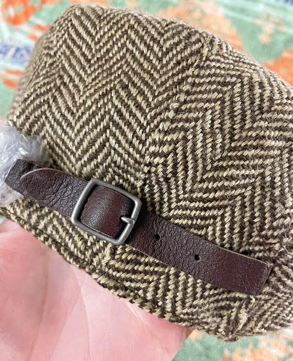 Ralph Lauren × Rugby Ralph Lauren RL Rugby Linen Silk Leather Flat Cap Beret Hat Peaked Cap Size ONE SIZE - 6 Thumbnail