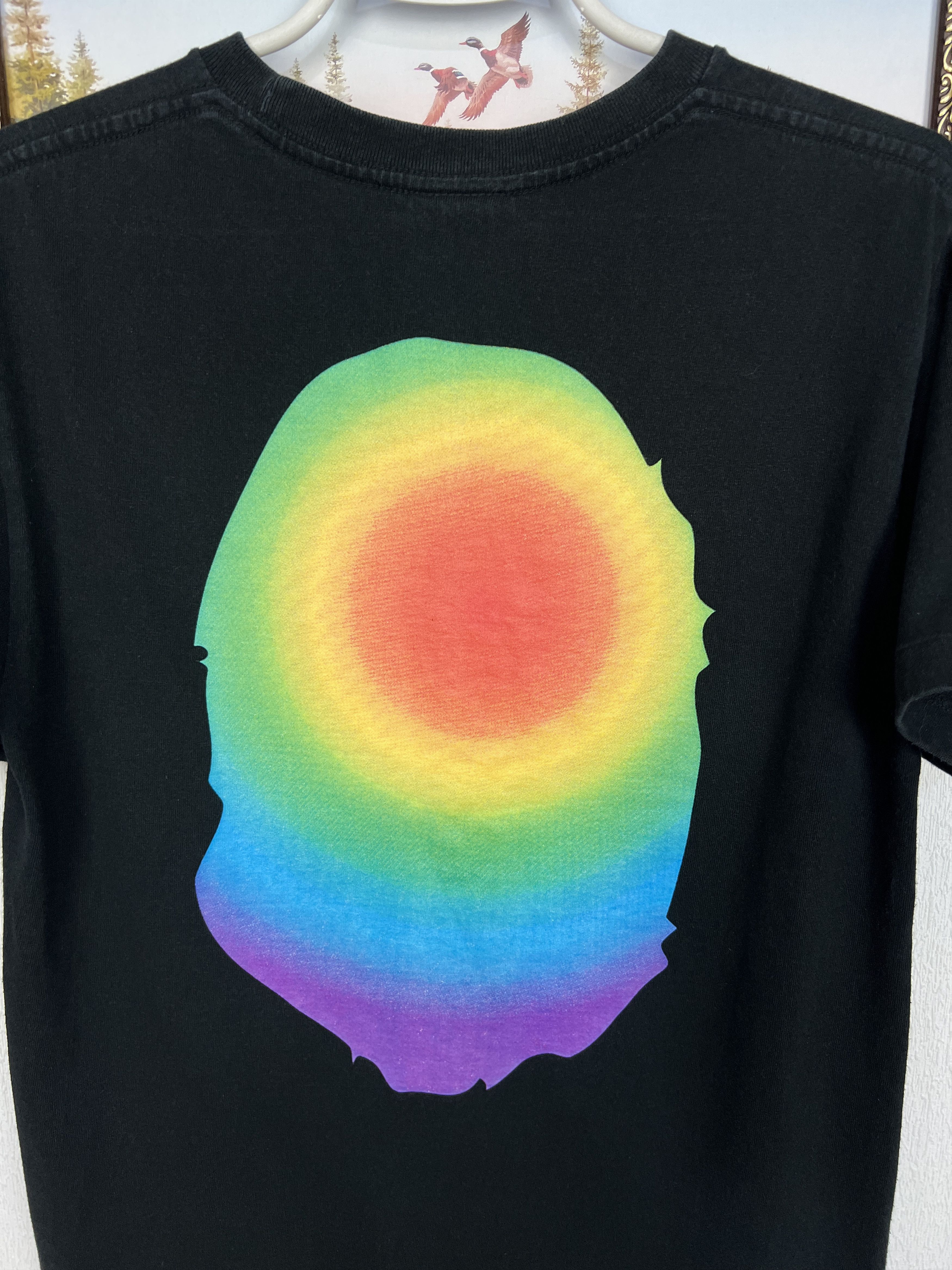 Vintage Bape Rainbow By Bathing Ape Tee Over Print Black Shirt Size US XS / EU 42 / 0 - 12 Thumbnail
