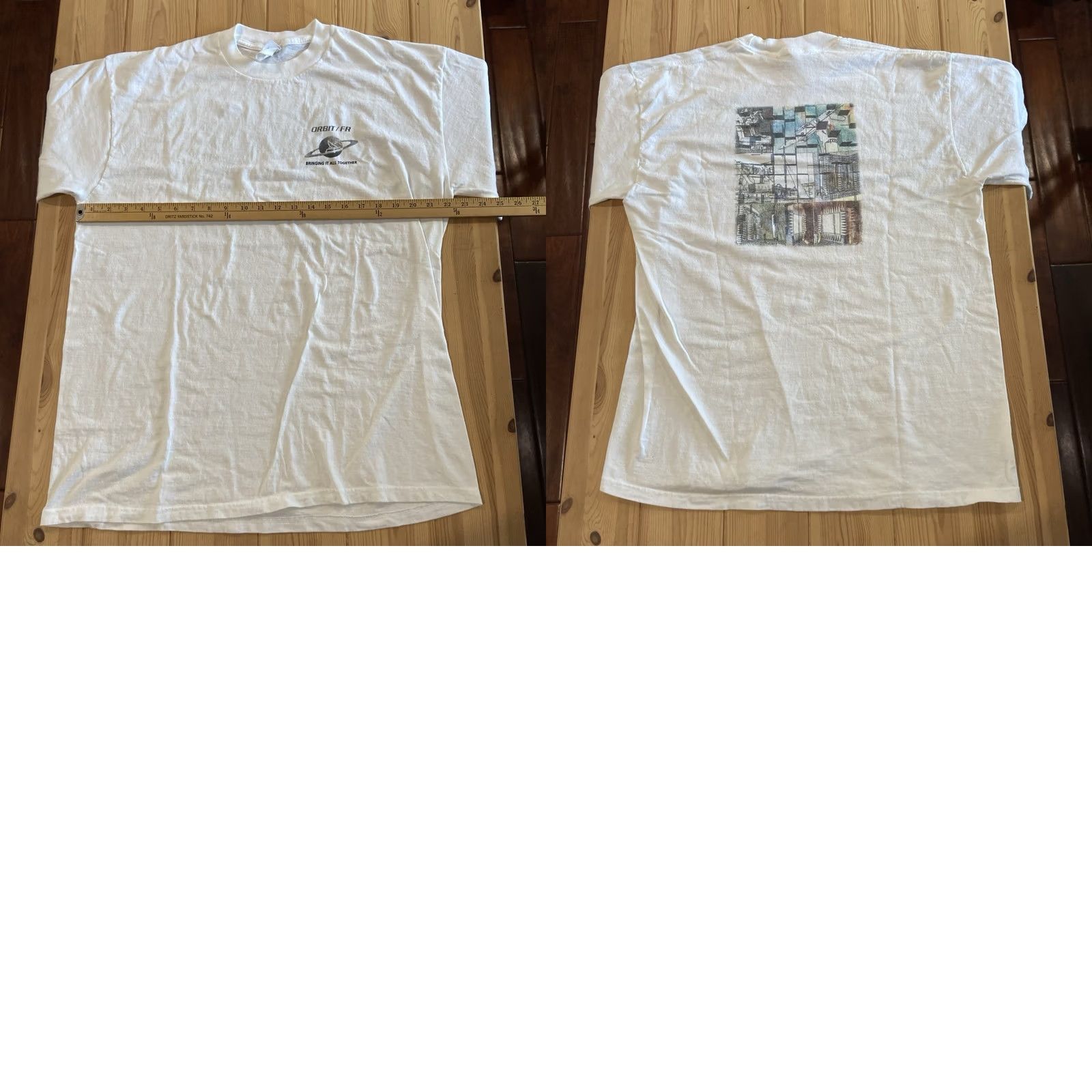 Hanes VINTAGE Men Hanes T-Shirt Orbit/Fr Global Solutions Short Sleeve Crew Neck White XL Buttonless? Size US XL / EU 56 / 4 - 8 Thumbnail